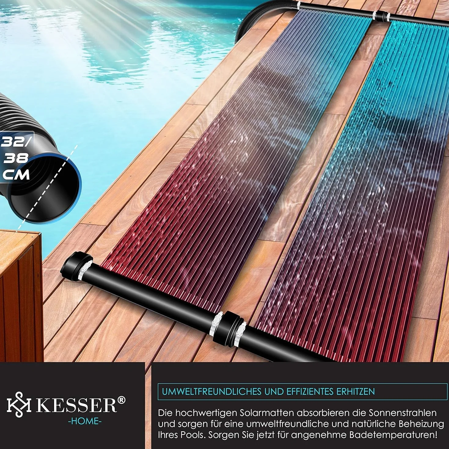KESSER Chauffage Solaire pour Piscine Capteur Solaire 500 x 70cm UV Résistant