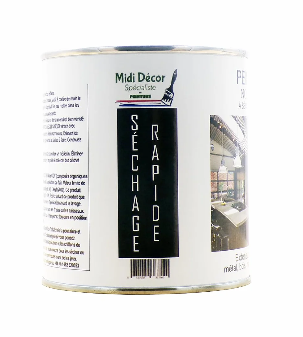 500ml - Peinture noire mate à base d'eau pour le bois et le métal - extérieur et intérieur - Séchage rapide 7 mètres carrés
