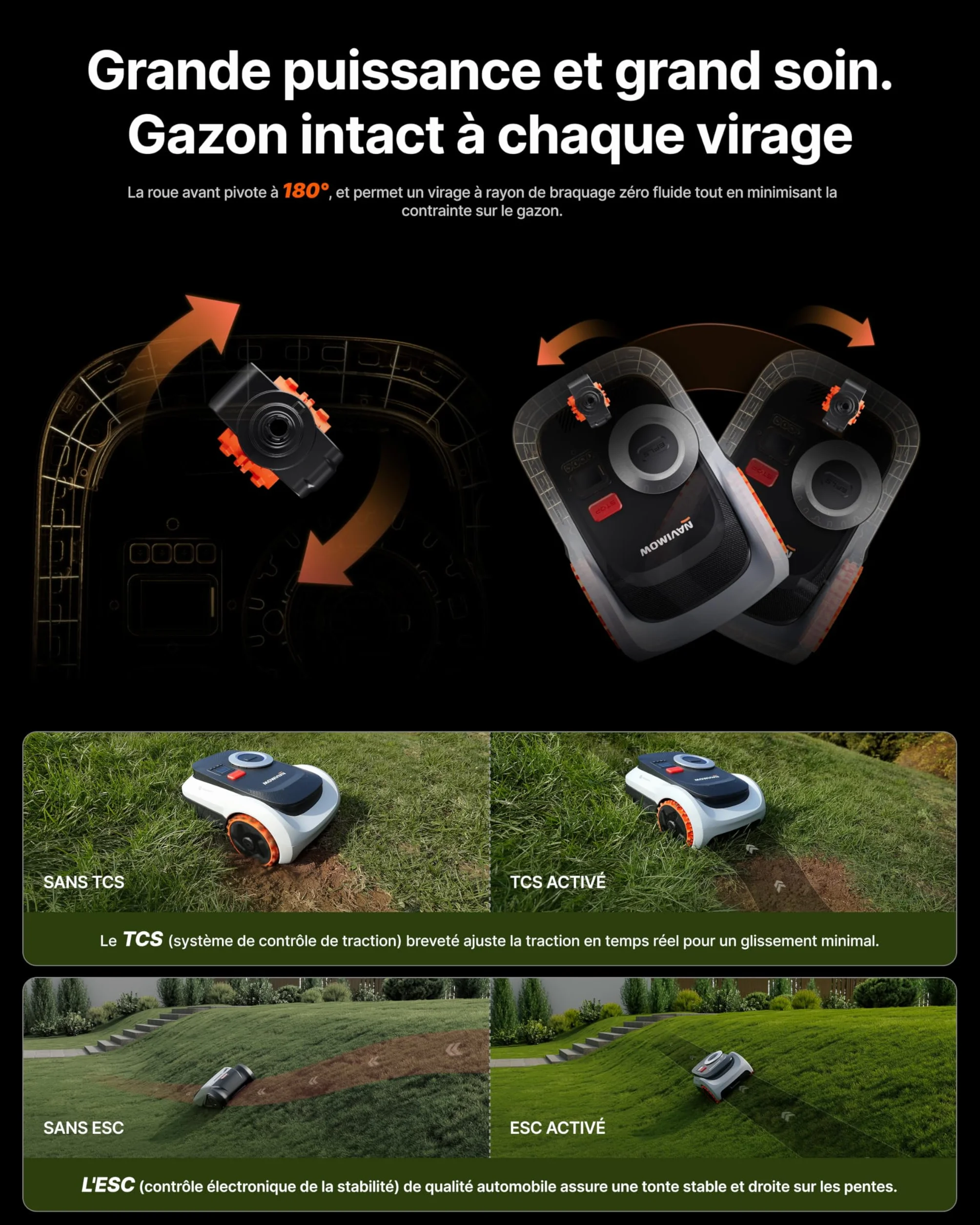 Segway Navimow i210 LiDAR Pro Robot Tondeuse avec Garage M, Navigation LiDAR+Vision+RTK, Xero-Turn AWD, 55% pente