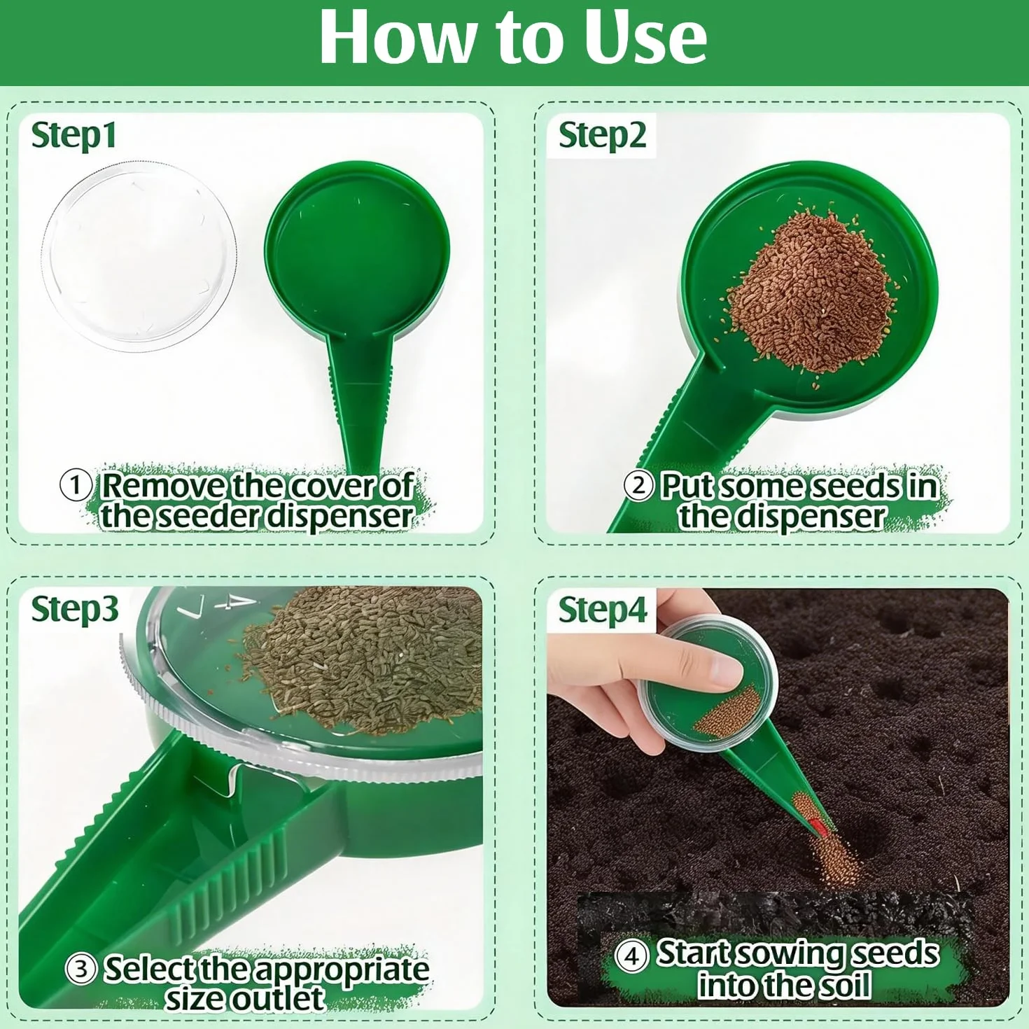 Plastique Outil de Semis de Jardin, Distributeur de Semences Semeur avec Cadran 5 Réglages