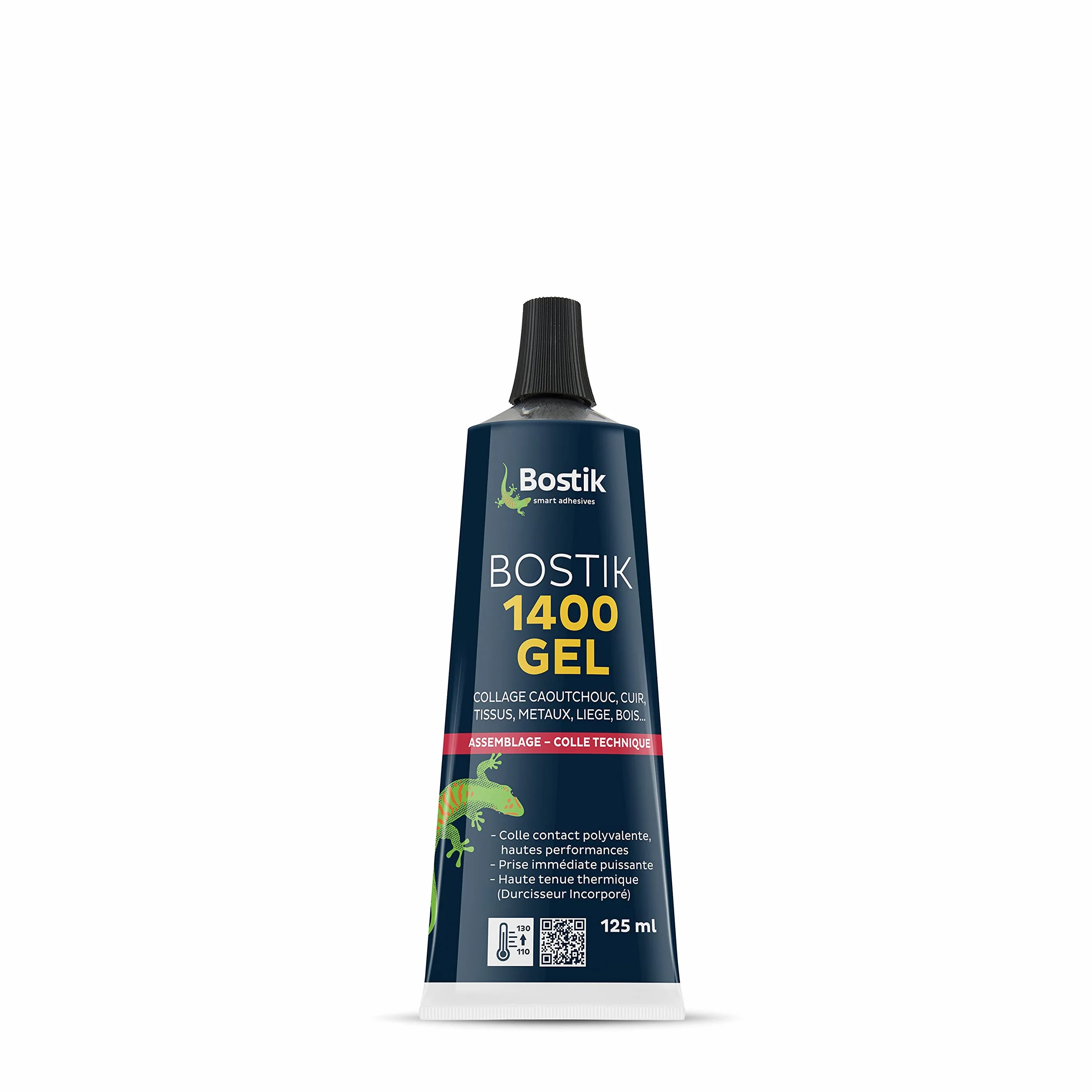 Bostik 1400 Colle Contact Gel Multi-Usages – Colle néoprène – Prise Immédiate Puissante – Durcisseur Incorporé – Couleur : Ambré – Tube de 125ml