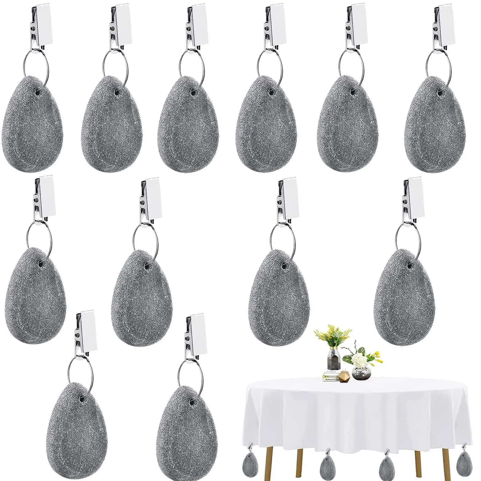 Poids pour Nappe de Table avec Pinces Marbre Naturel 12 Pcs pour Exterieur Jardin