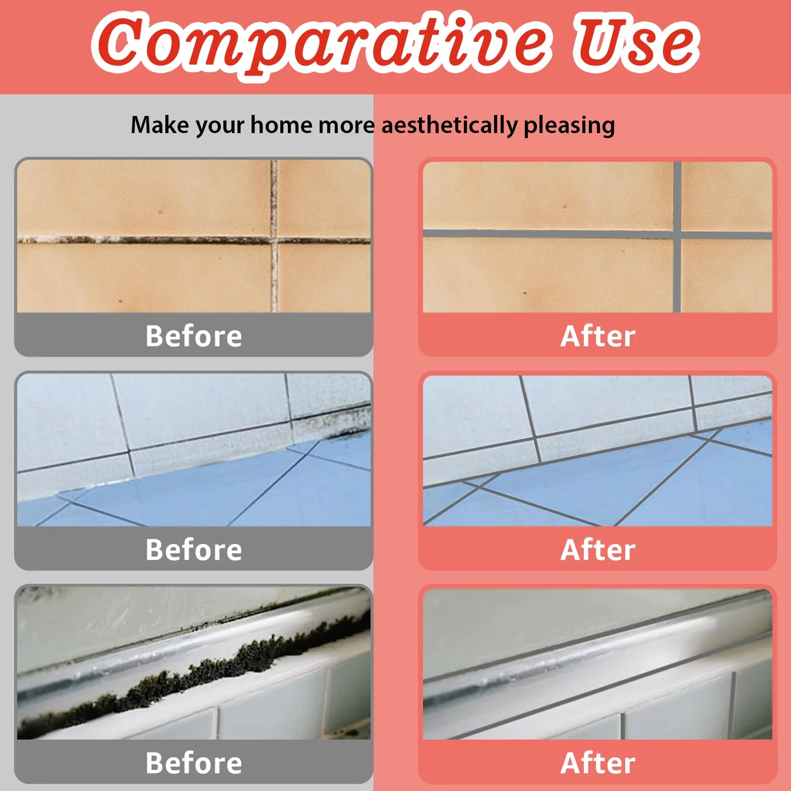 6 Pièces Stylo Joint Carrelage Gris Marqueur Joints Imperméable Grout Pen avec 6 Pointes de Rechange Rénovateur Coulis Facile à Appliquer Crayon à Coulis Réparation pour Cuisine Salle Bain Murs
