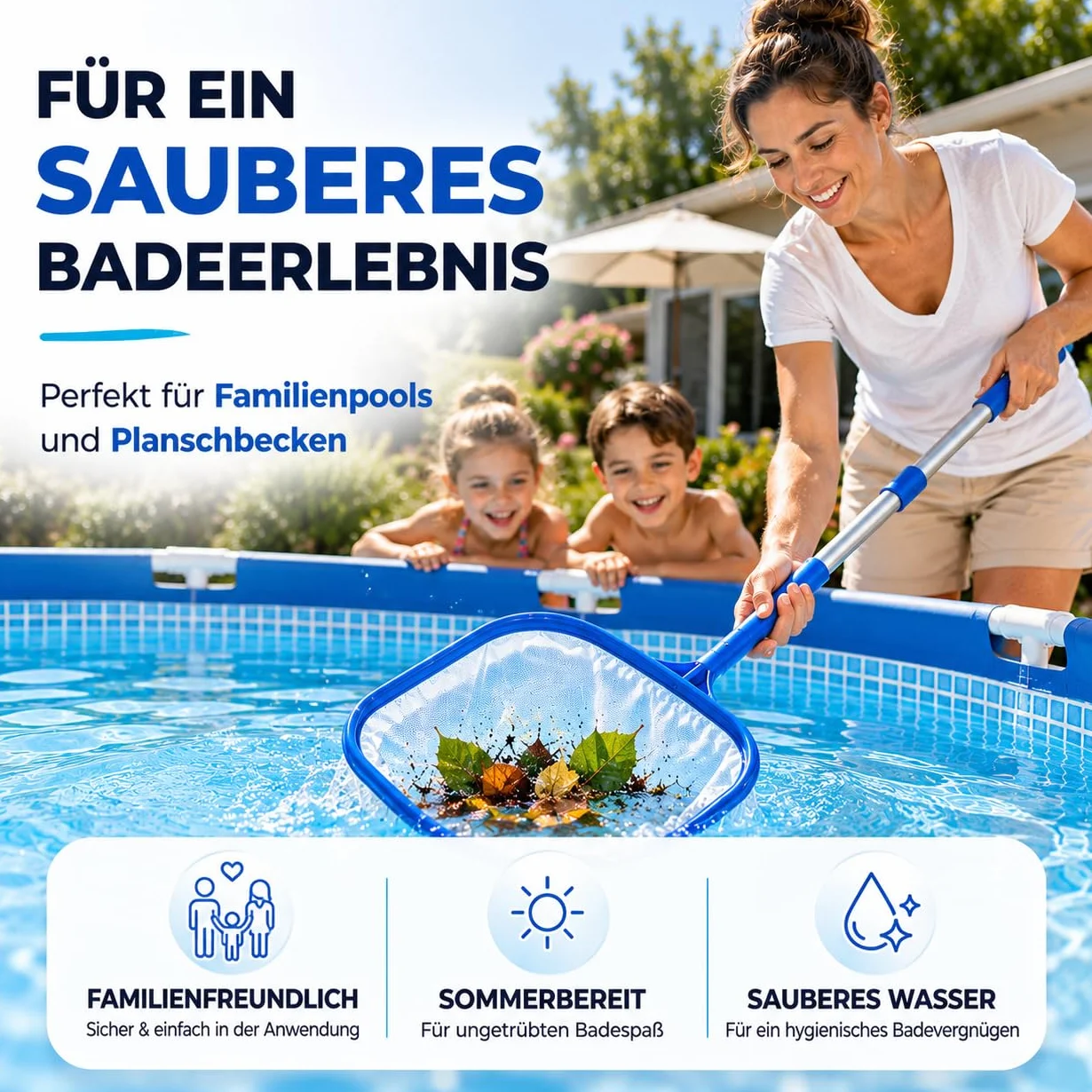 Épuisette de piscine avec manche télescopique 105 cm – pour piscine et étang, Bestway