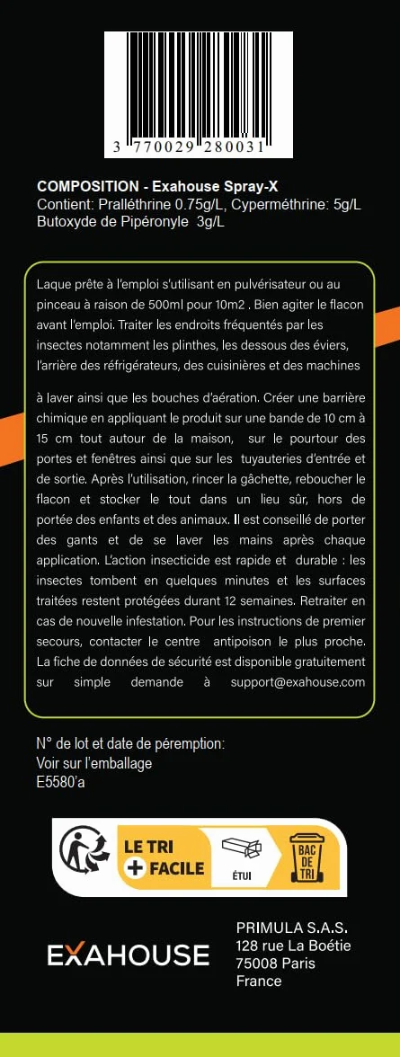 Exahouse Anti Cafards Spray Insecticide Professionnel Ultra Puissant pour Maison & Jardin