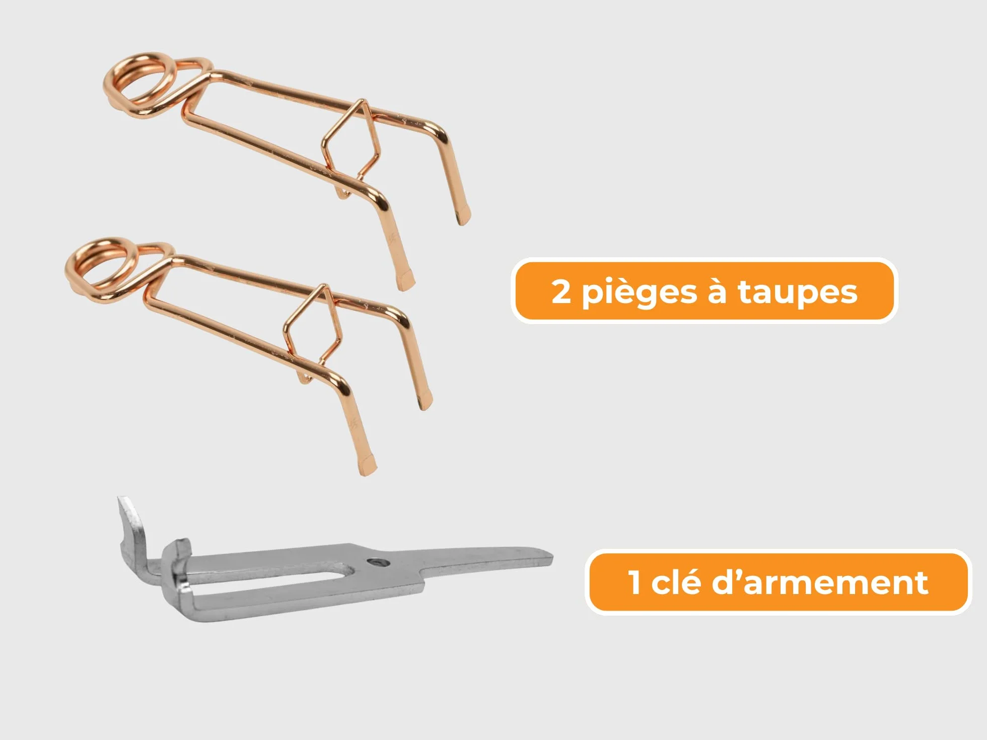 CAUSSADE Pièges À Taupes 2 Pièges + Tendeurs + Clé D'Armement Réutilisable