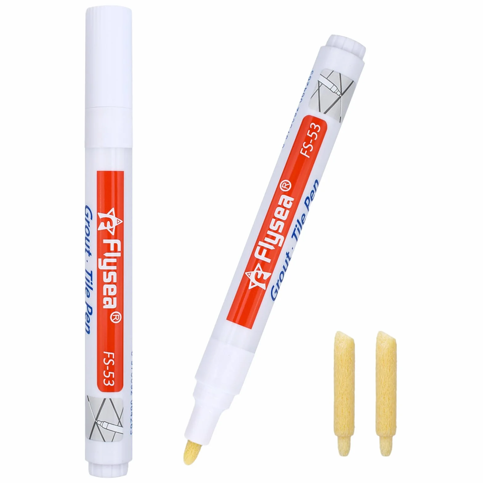 Argent2 Pièces Stylo Joint Carrelage, Blanchisseur Joint pour Cuisine, Salle de Bain, Murs, Sols, Carrelages(Blanc)