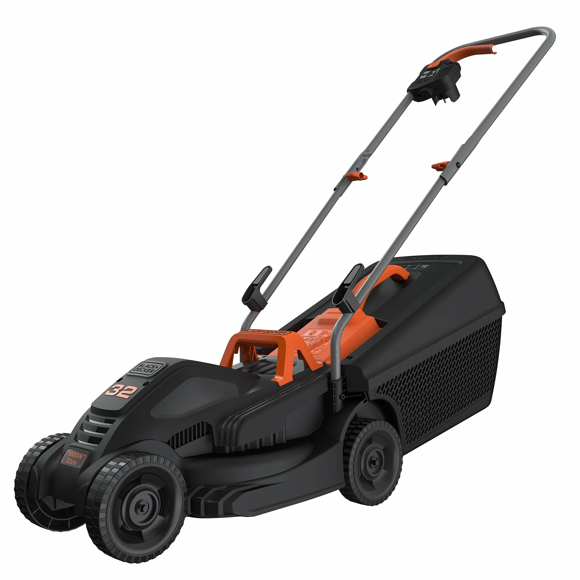 BLACK+DECKER Tondeuse à Gazon électrique 1000 W 32 cm 3 hauteurs réglables 30 L BEMW351-QS