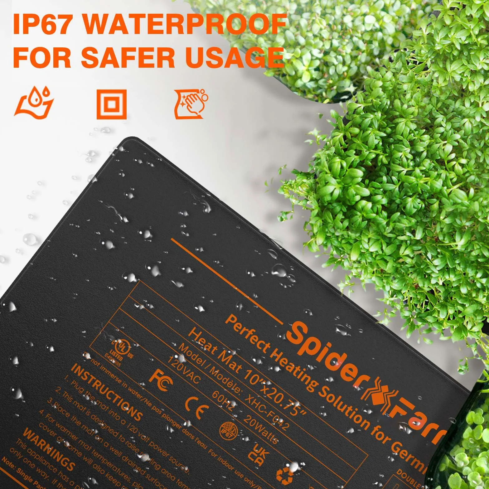 Spider Farmer Plant Heating Mat avec Thermostat 25x52cm 20W