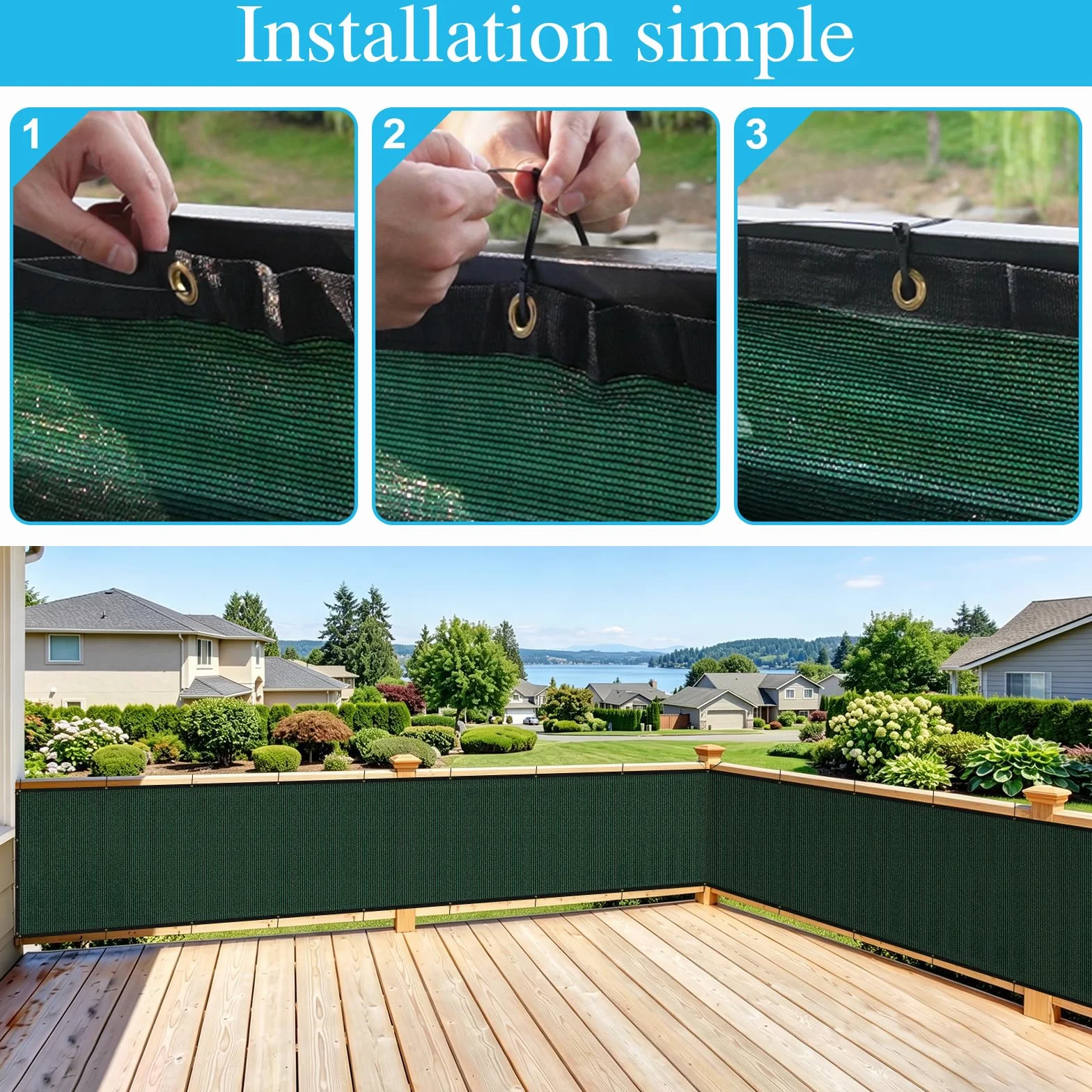 Amagenix Brise Vue Occultant Extérieur HDPE 130g/m² Protection UV Résistant Vent Déchirures 1.8x10m Vert