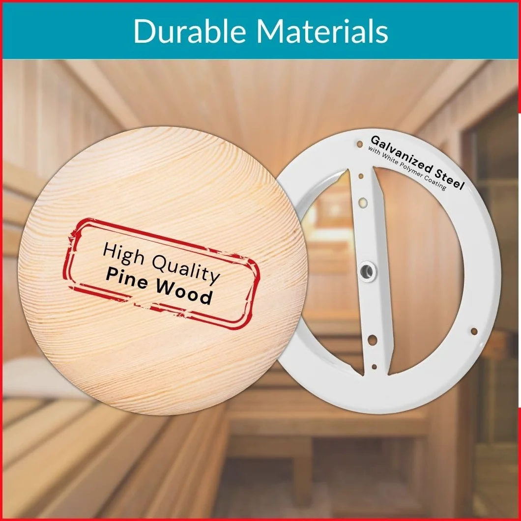 Diffuseur d’Air pour Sauna en Bois de Pin 100 mm – Bouche de Ventilation Ronde pour Mur ou Plafond