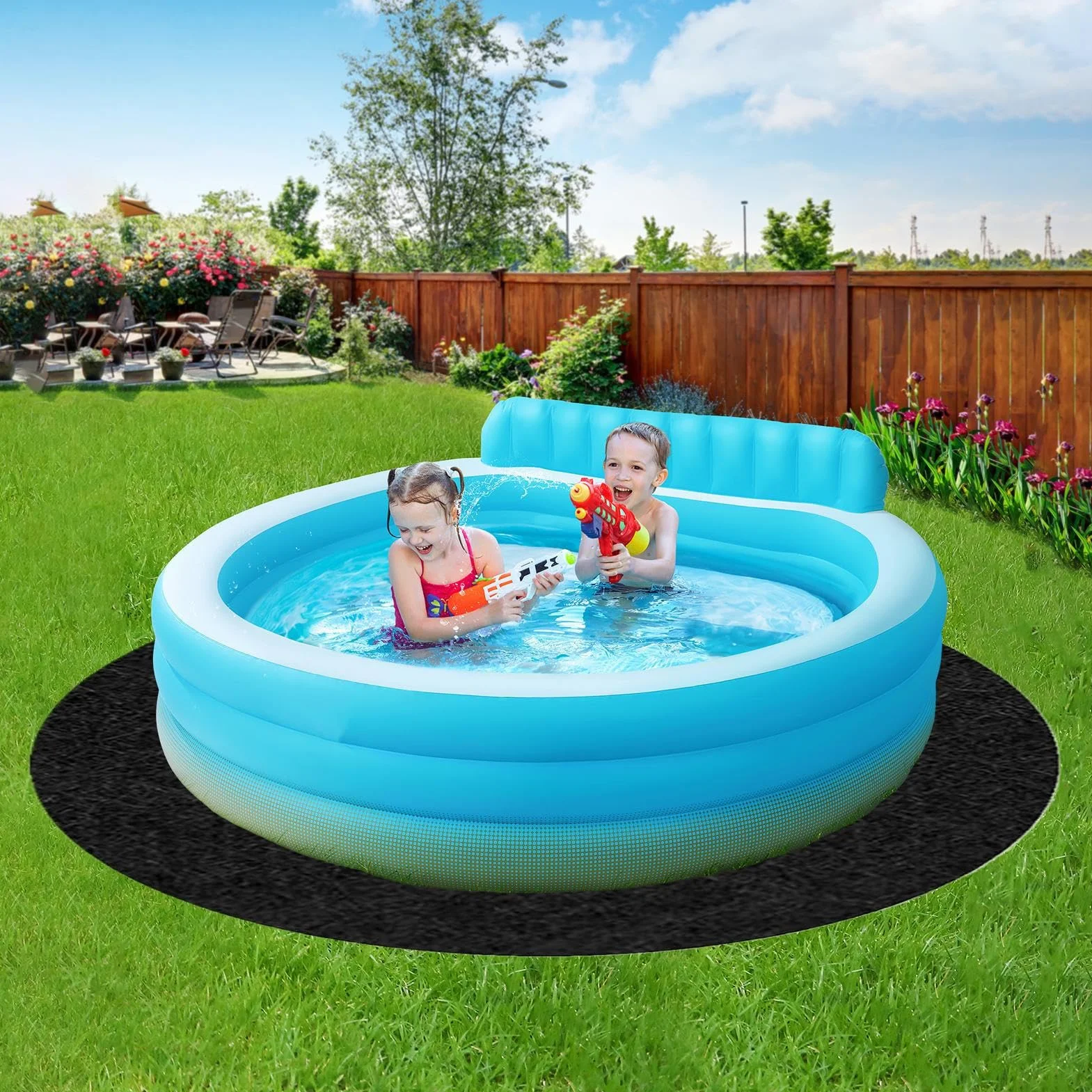 Tapis de piscine Polyester 3,05 m 3,66 m Housse de protection pliable anti-crevaison pour piscine