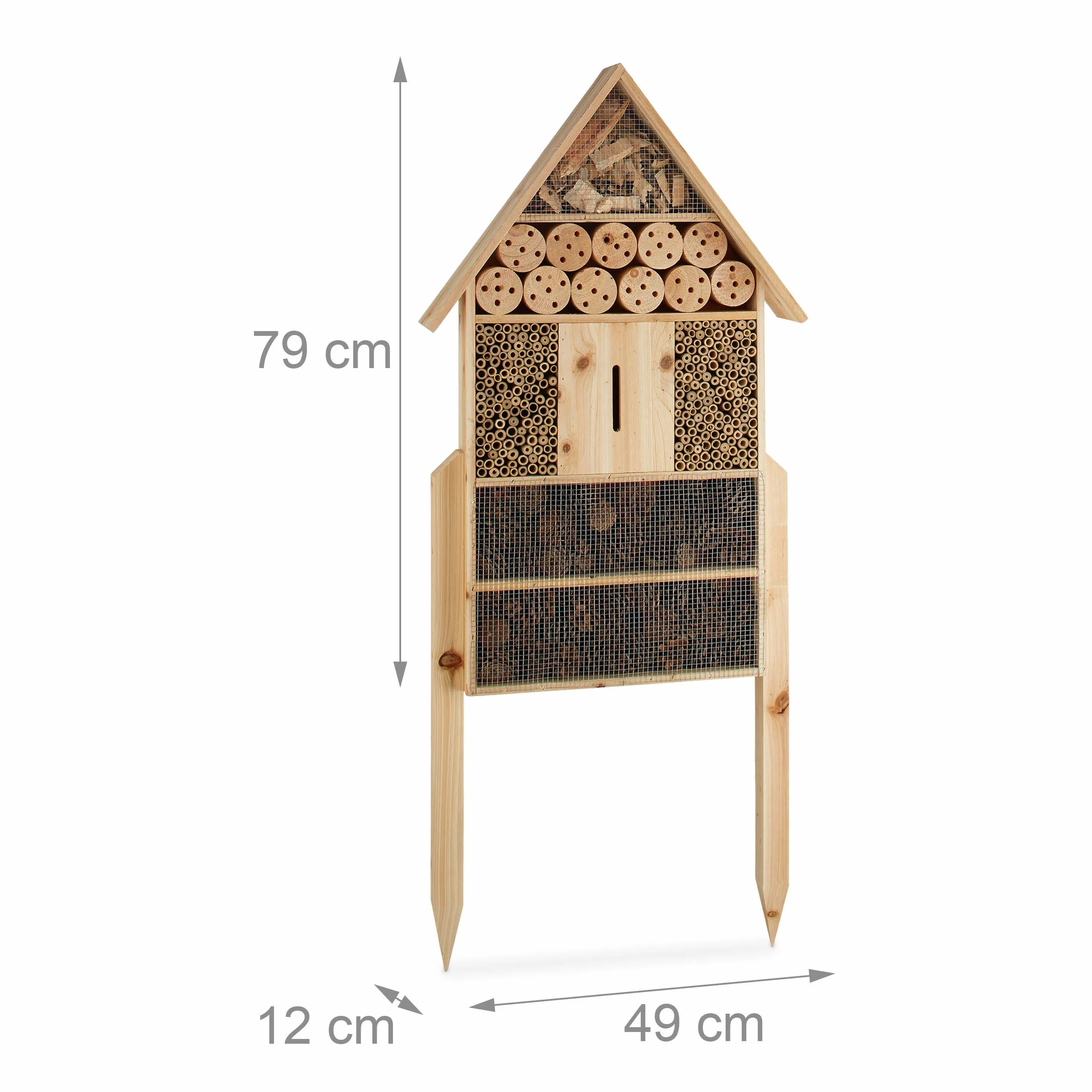 Relaxdays Hôtel à insectes sur pied nature XXL 79 x 49 x 12 cm