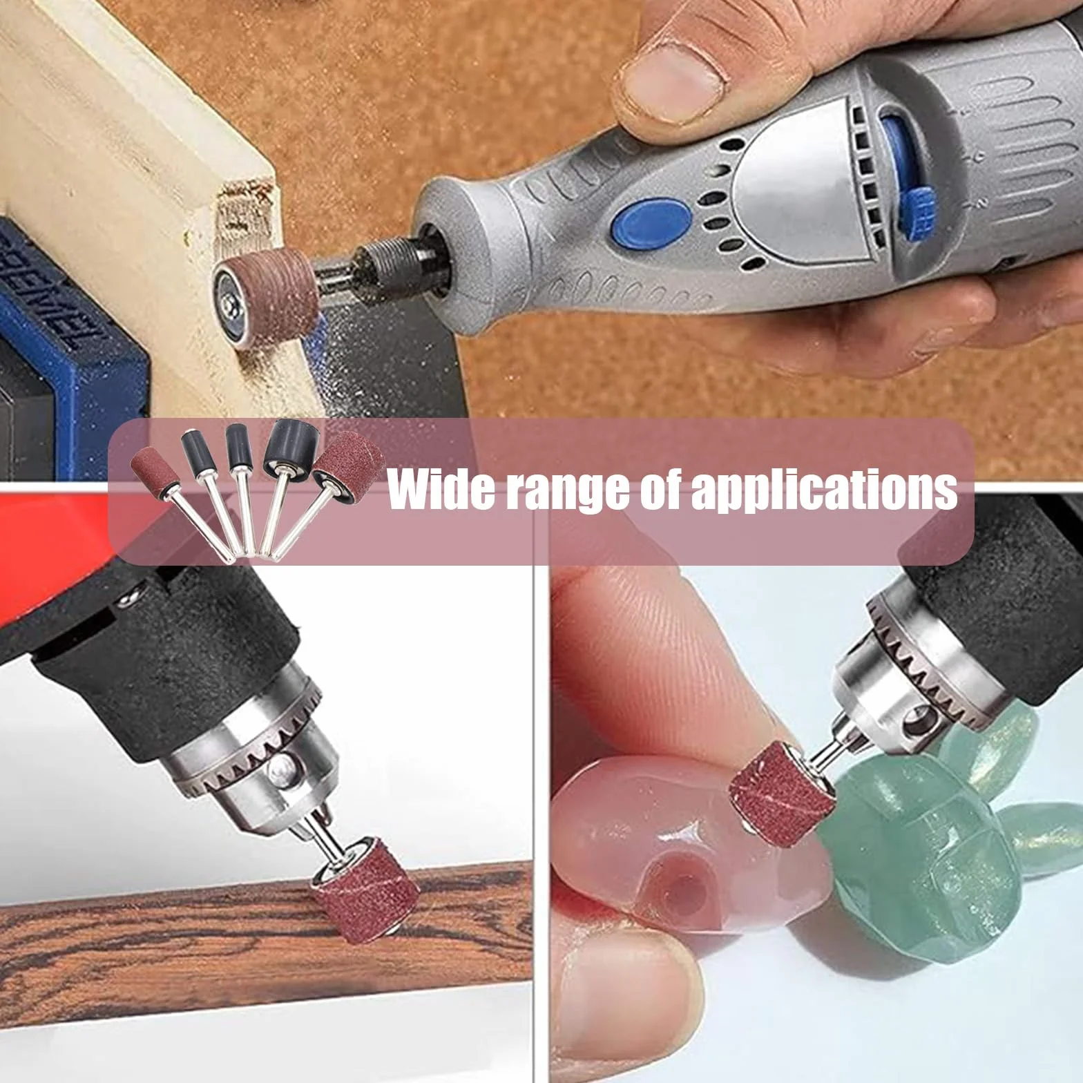 132 Pièces Tambour de Ponçage, Comprenant 120 Pièces Bandes de Ponçage et 12 Pièces Tambour Mandrin pour Polissage, Lissage et Finition pour Dremel Outils Rotatifs