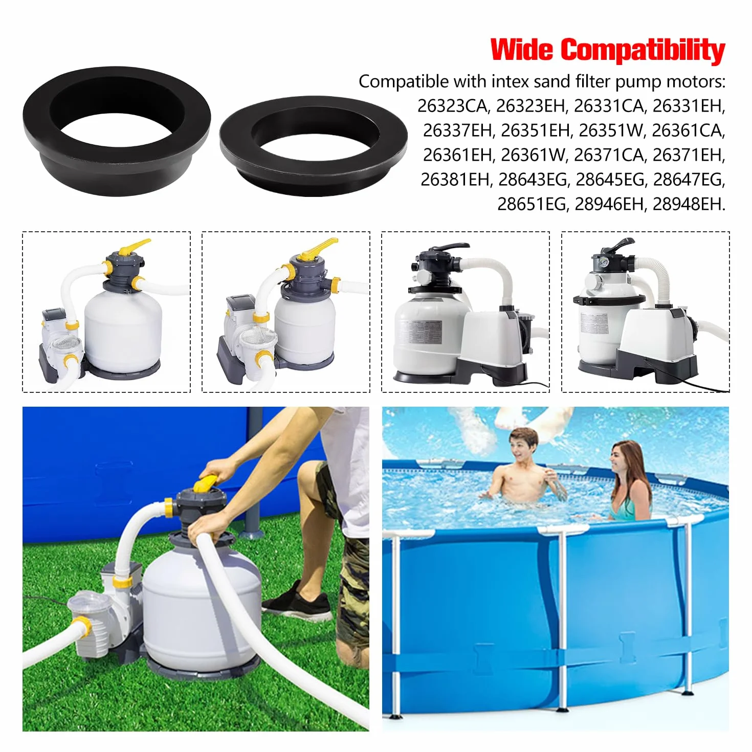 YIXISI 4 Pièces Joints Toriques en Forme de L pour Pompe de Piscine Compatible avec Intex 26323CA 26323EH