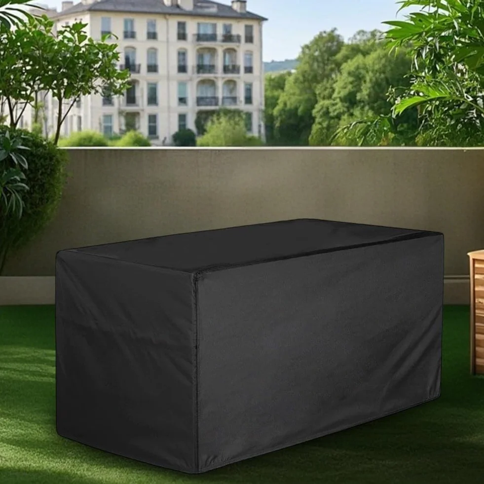 Housse de coffre de terrasse en tissu Oxford imperméable 130x60x71 cm noir