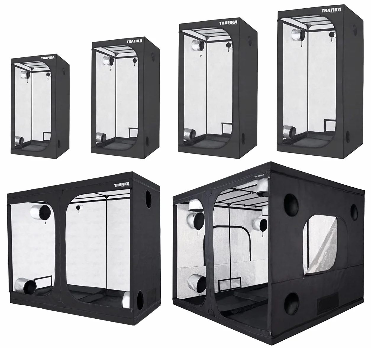 TRAFIKA Chambre de Culture 60x60x160cm Grow Tent Mylar Premium 97% Réflectivité
