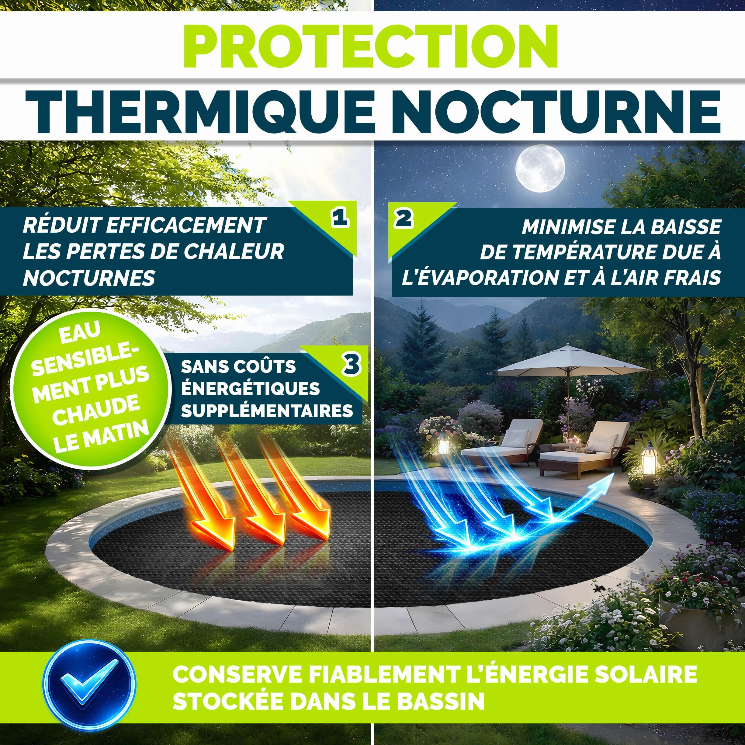 Bâche Solaire de Piscine Tillvex 400 µm Ronde Ø 457 cm Film Thermique
