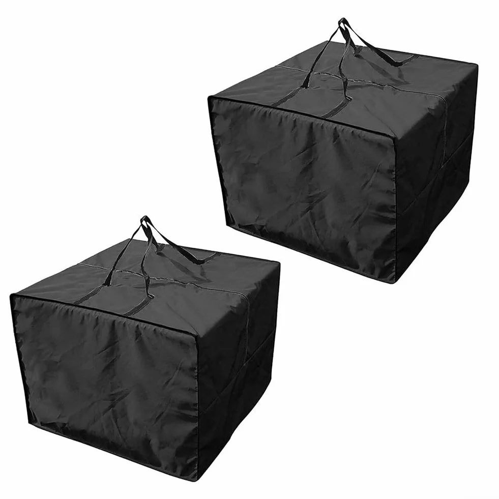 Sac de rangement étanche zippé pour coussins de jardin 2 pièces Noir