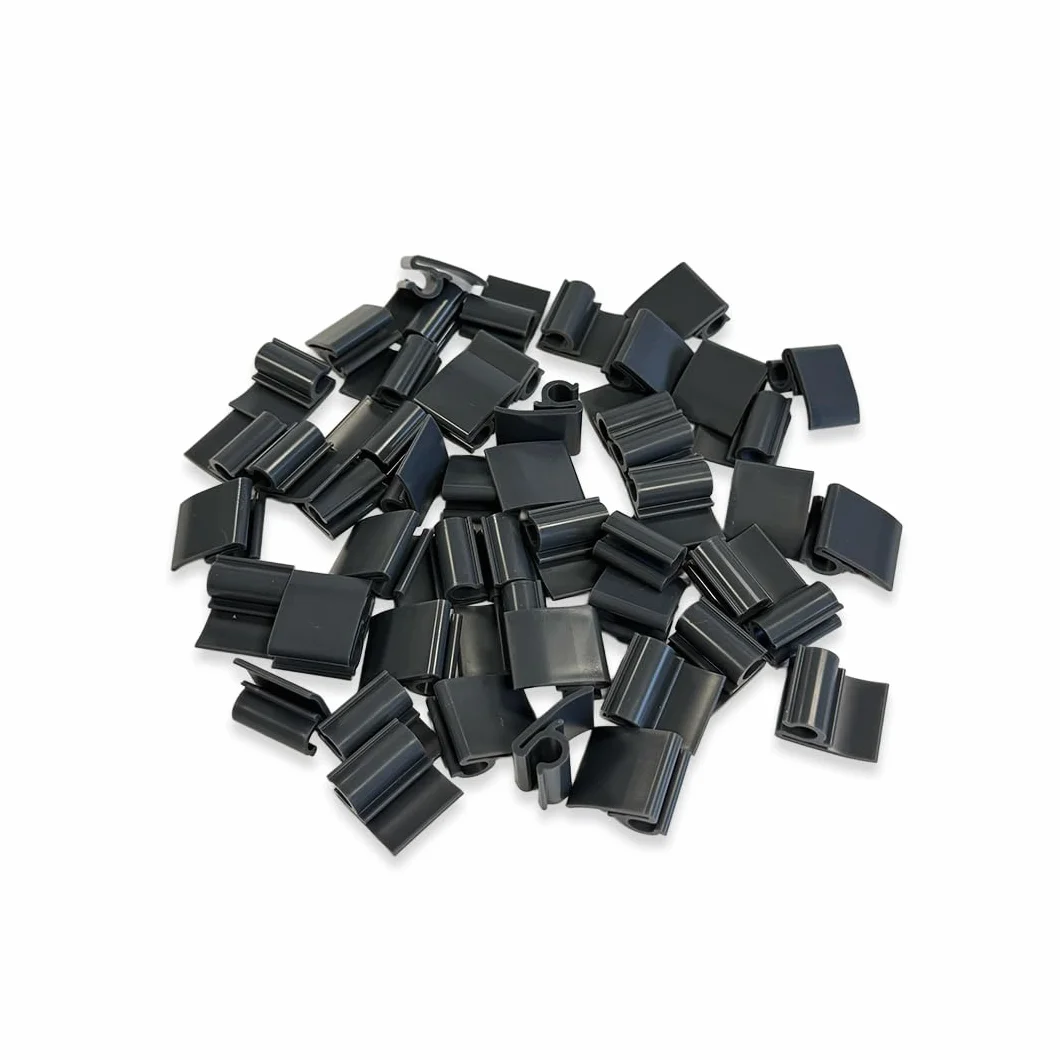 Clips de Fixation PVC Grillage Rigide Gris Anthracite 7016, Sachet 50 Pièces