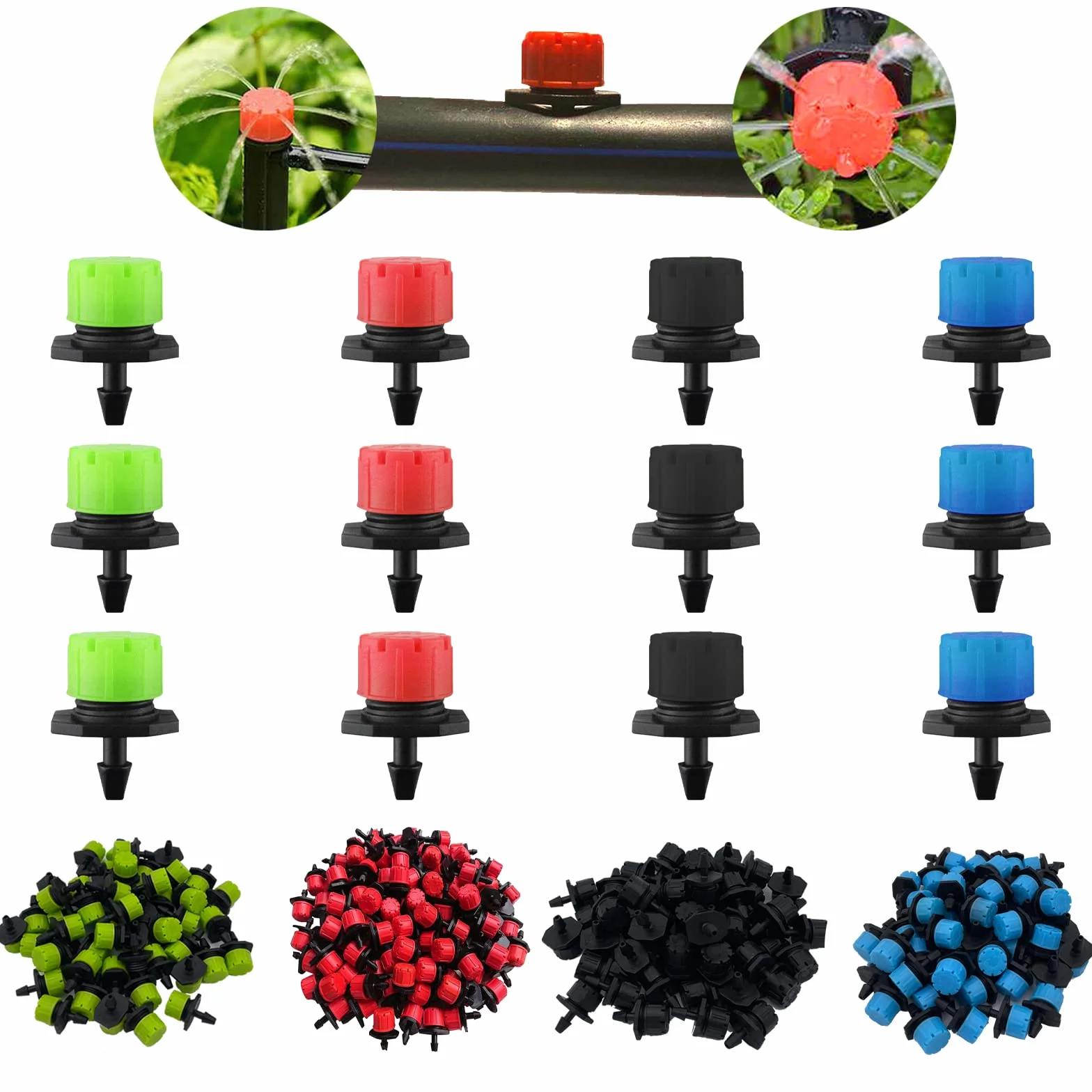 HOINCO Buse De Goutteur D'Irrigation Réglable 360 Degrés, Arroseurs Goutte à Goutte pour Tubes 4 mm ID, 200 Pièces