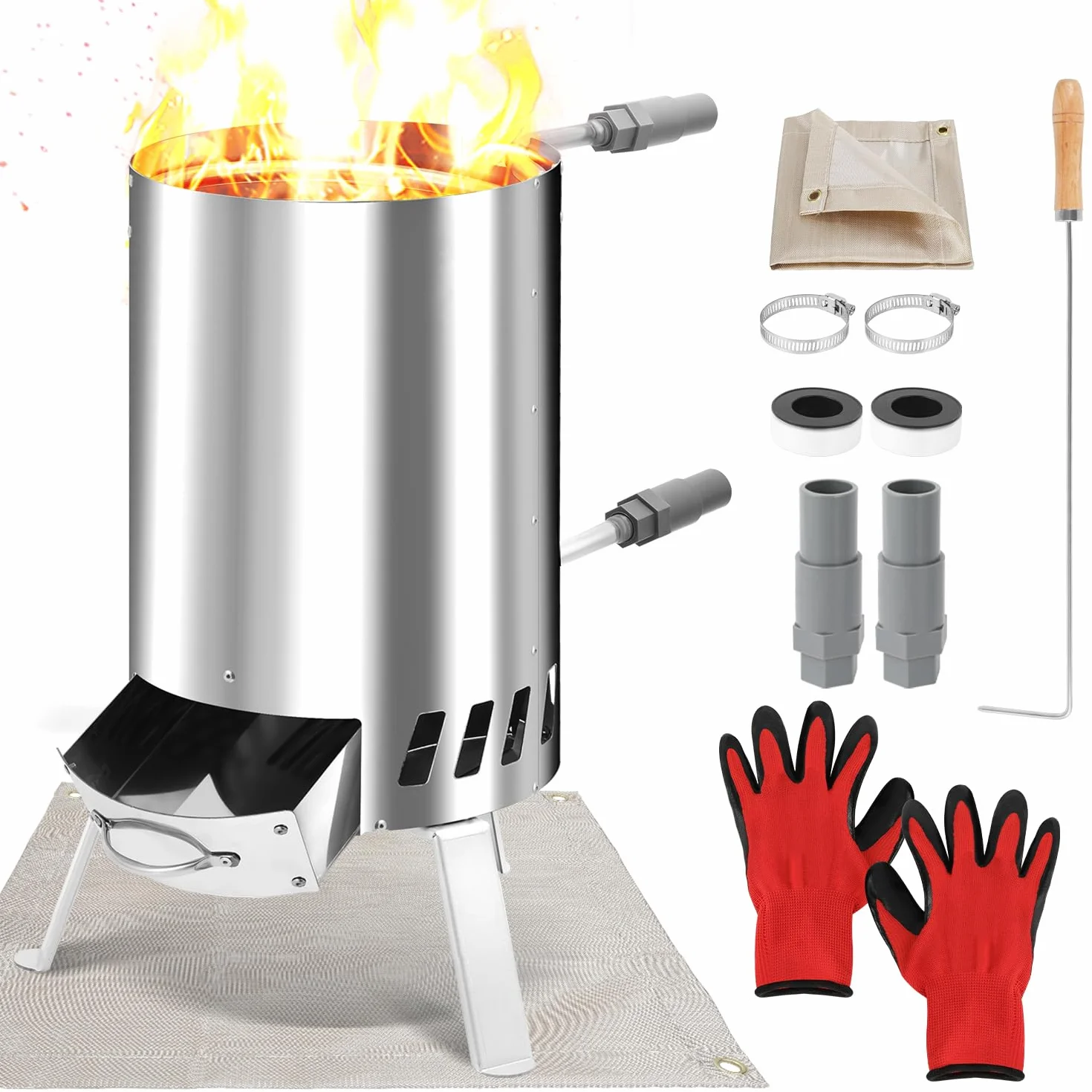 Chauffage de piscine à bois en acier inoxydable avec tonneau de feu 32-38 mm
