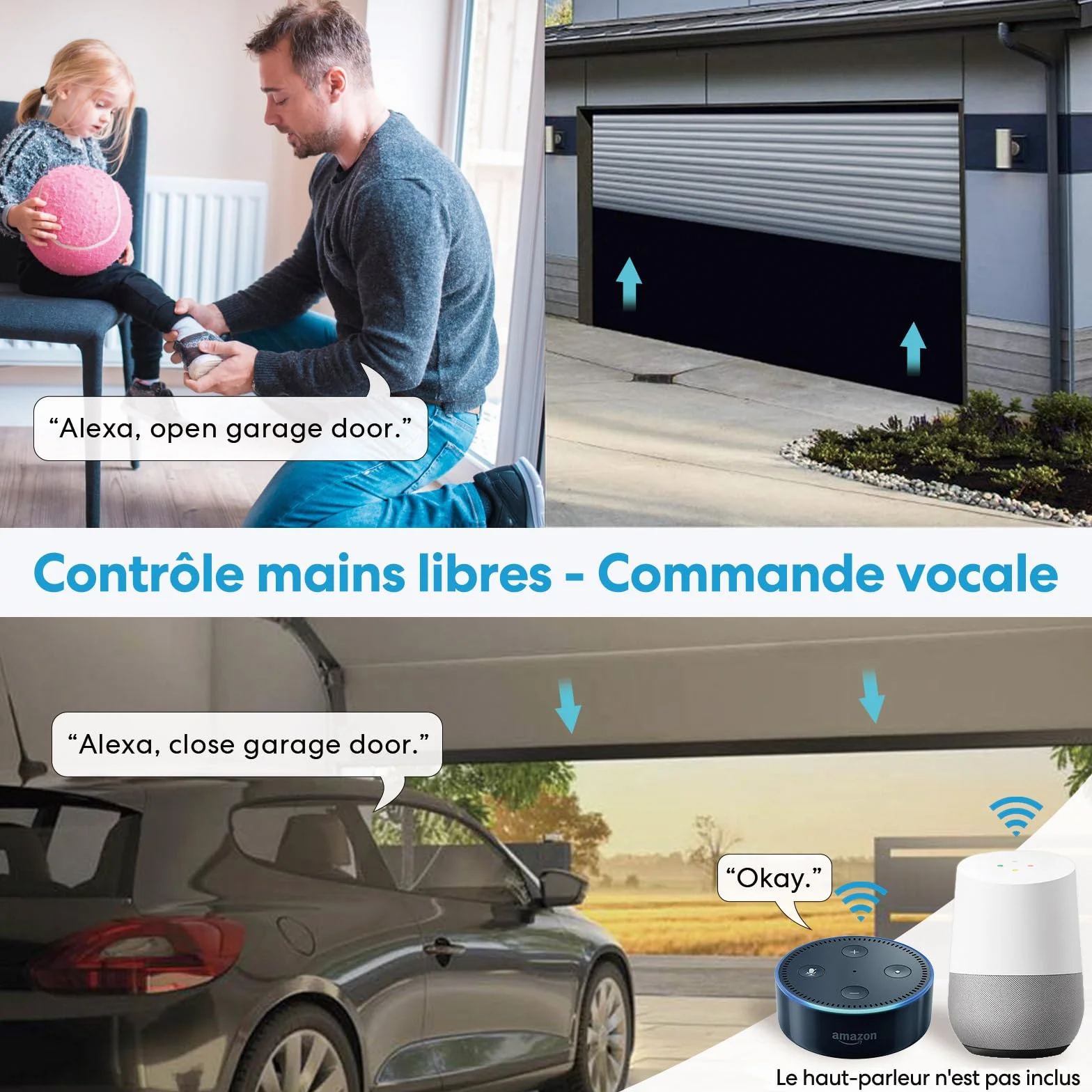 LoraTap ZigBee Smart Commande de porte de garage | Module de relais à capteur Reed intégré | USB 5 V/DC 12-24 V | Compatible Tuya App/Alexa | Installation en 15 minutes