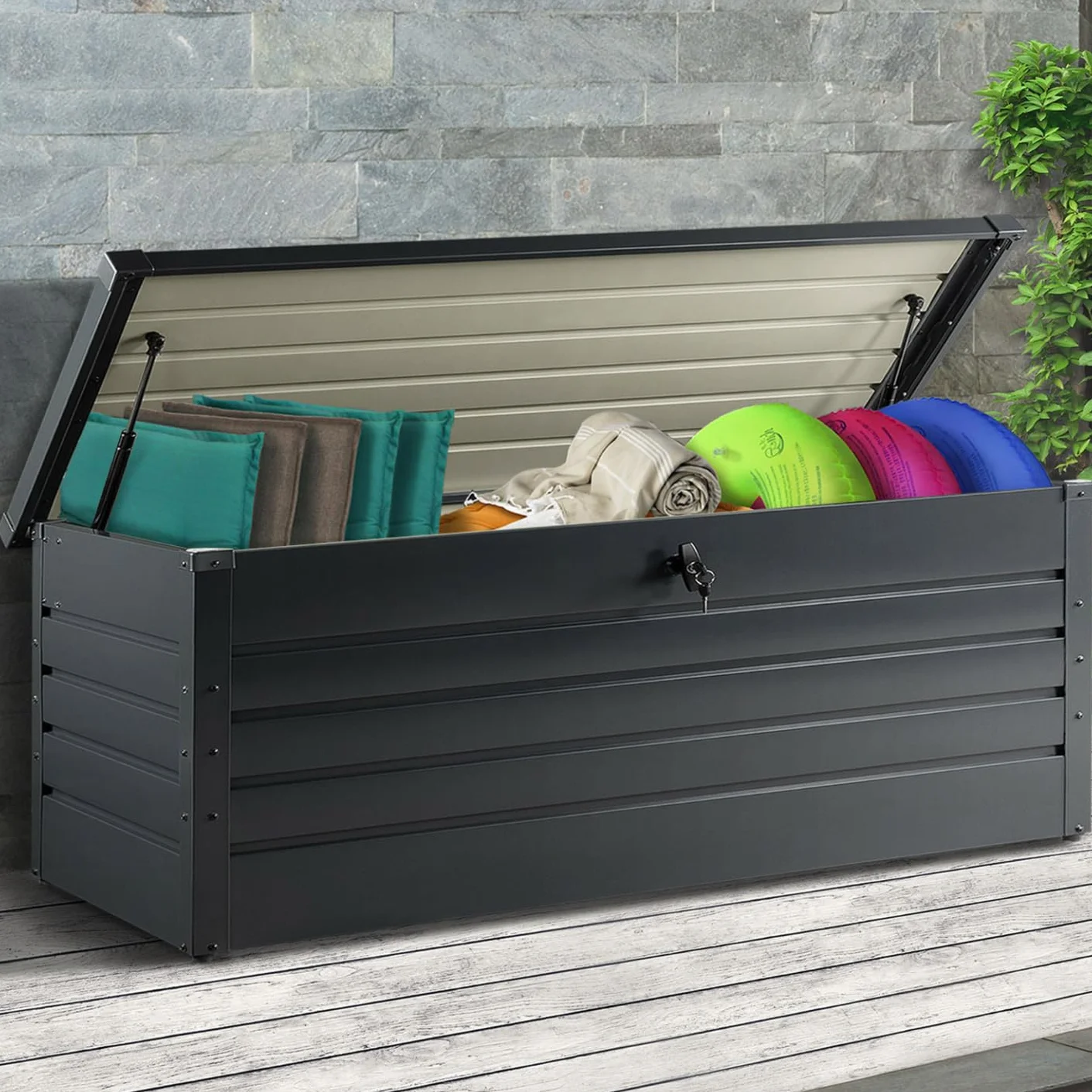 Coffre de Rangement Métal Verrouillable 600L 165x70x63 cm Gris Anthracite