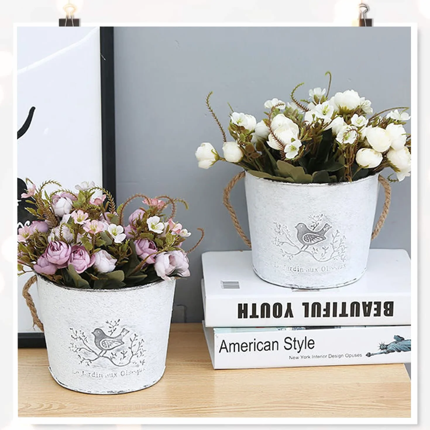 Pot de Fleurs Suspendu Galvanisé Demi-Cercle Vase Mural pour Intérieur Extérieur Jardin Succulentes, 2 Ensembles