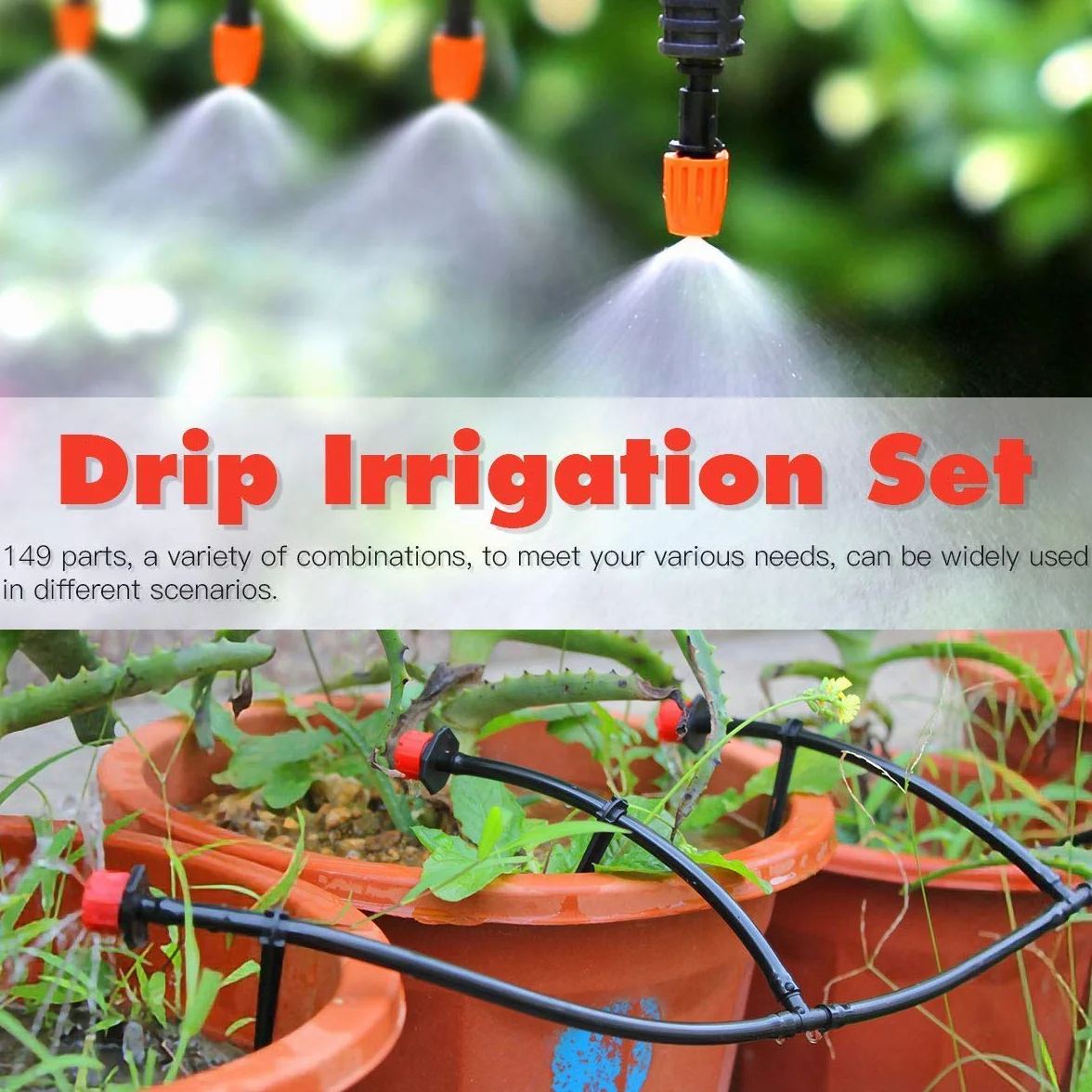 Kit d'irrigation Goutte à Goutte Automatique 165 Pcs avec Tuyau 15 Mètres pour Jardin Pelouse Serre