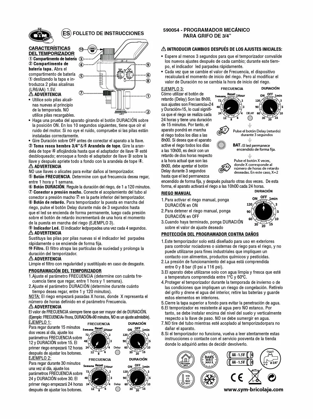 Programmateur de Robinet 1 Sortie Arrosage Automatique 3/4" Gris Noir
