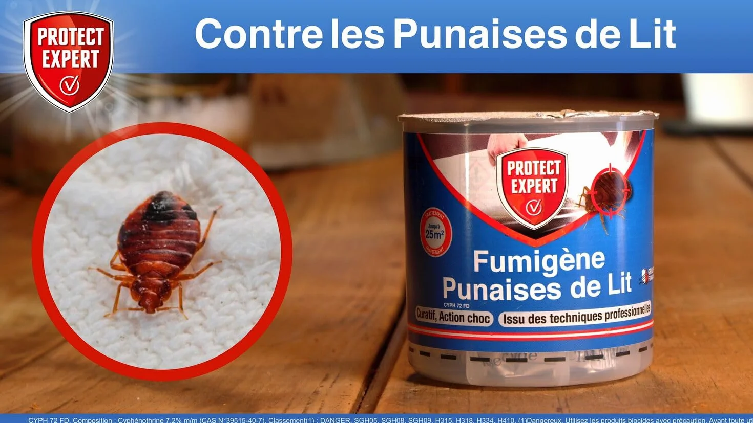 PROTECT EXPERT Lot de 2 Fumigènes Anti-Punaise De Lit 10g - Élimine Larves Punaises Acariens Action Choc