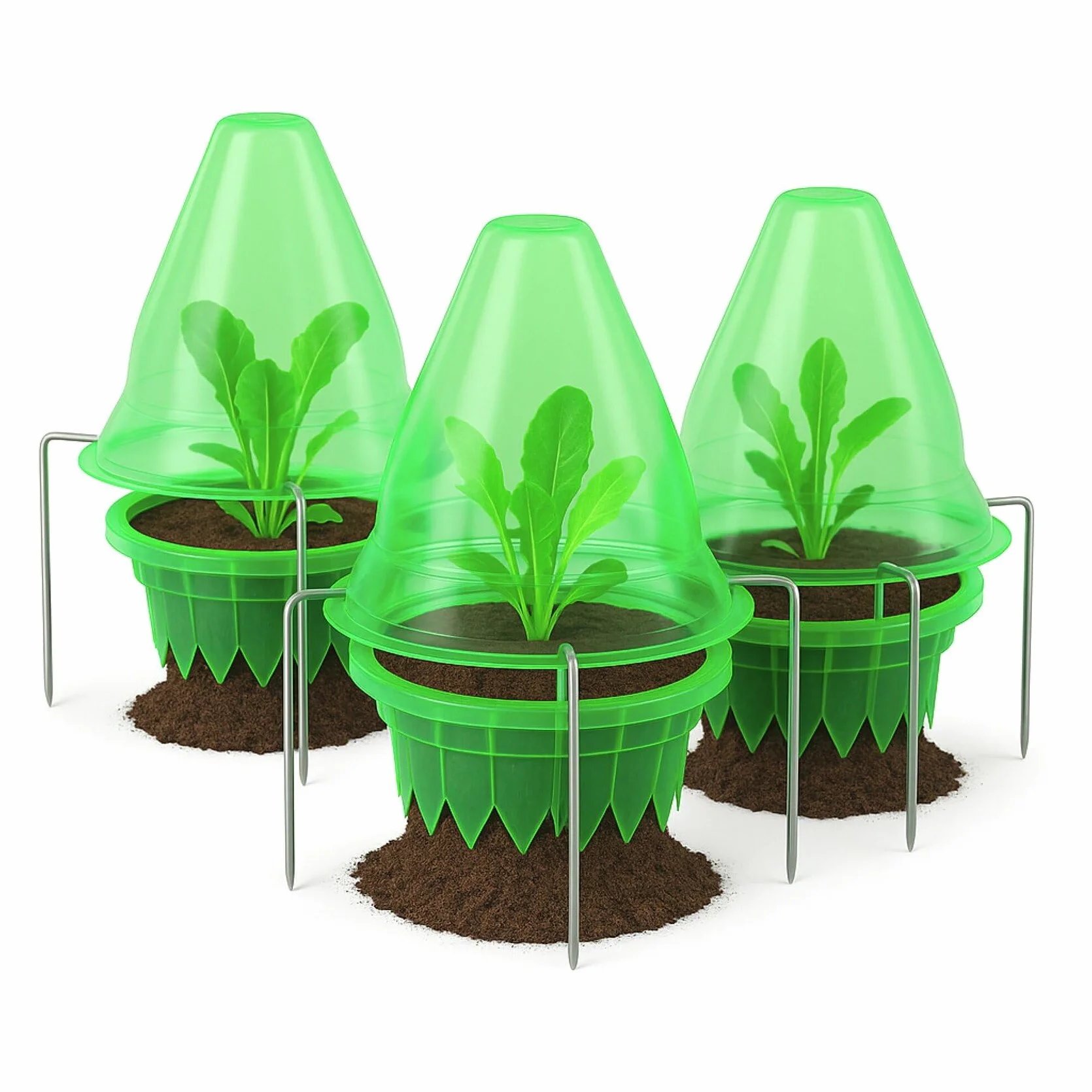 Maximex Dôme de bouturage 3en1 15 pièces Protection contre le gel oiseaux limaces jardin 3 cloches culture semis Ø 27 x 25 cm Plastique PET vert