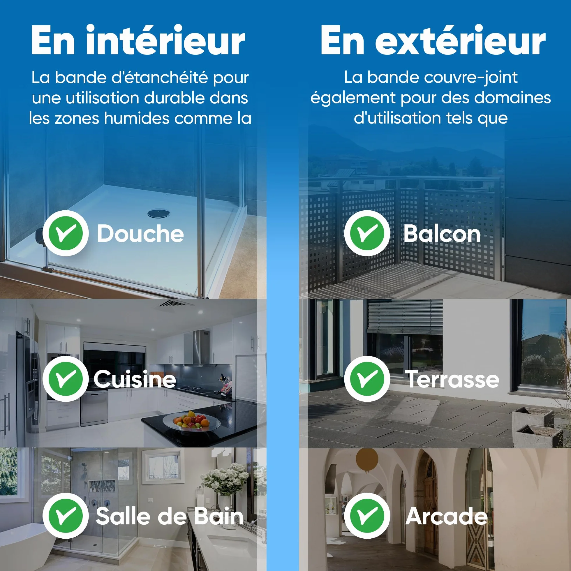 Bande d’étanchéité D11, 10–50 mct, bleue, bande d’étanchéité bain, bande d’étanchéité douche bande d’étanchéité carrelage