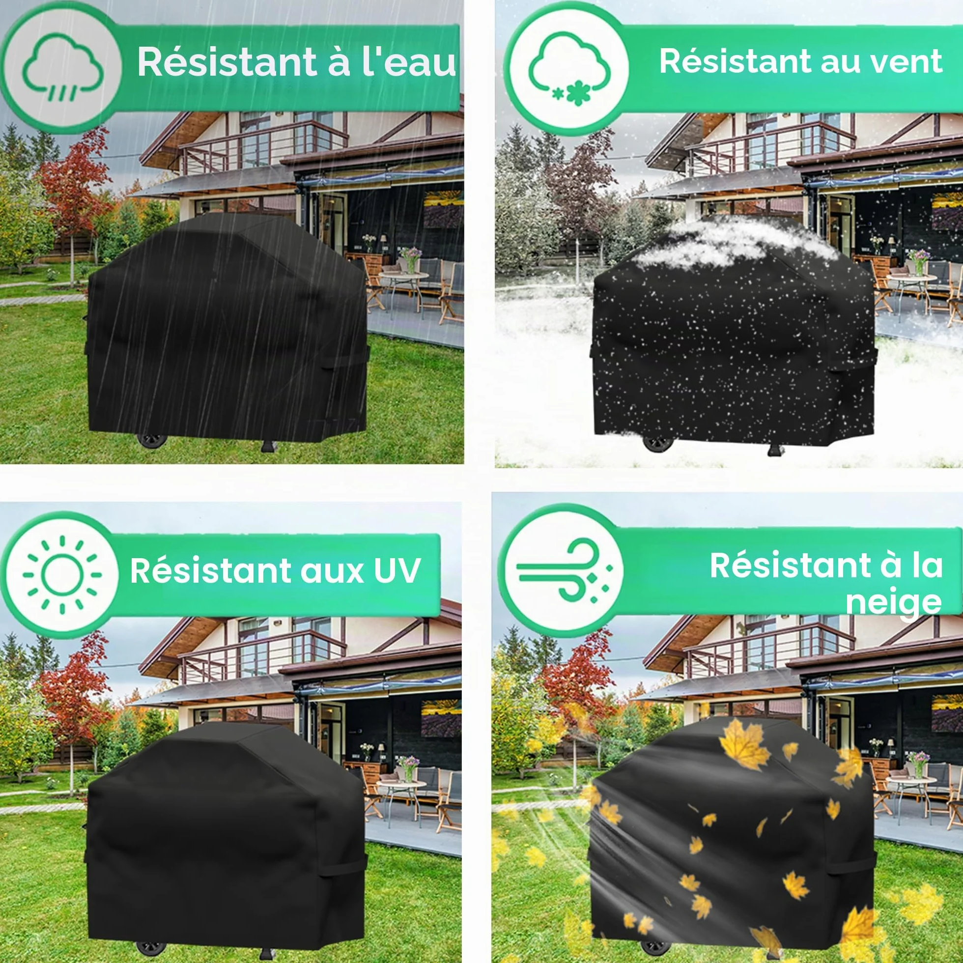 Housse Barbecue Exterieur Anti-Vent Anti-UV 145x61x117 cm