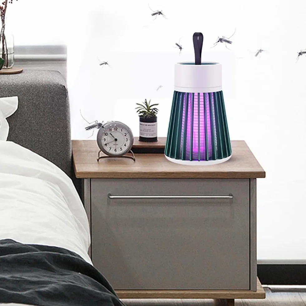 Lampe Anti Moustique Électrique Portable Rechargeable USB Imperméable Intérieur Extérieur Gris