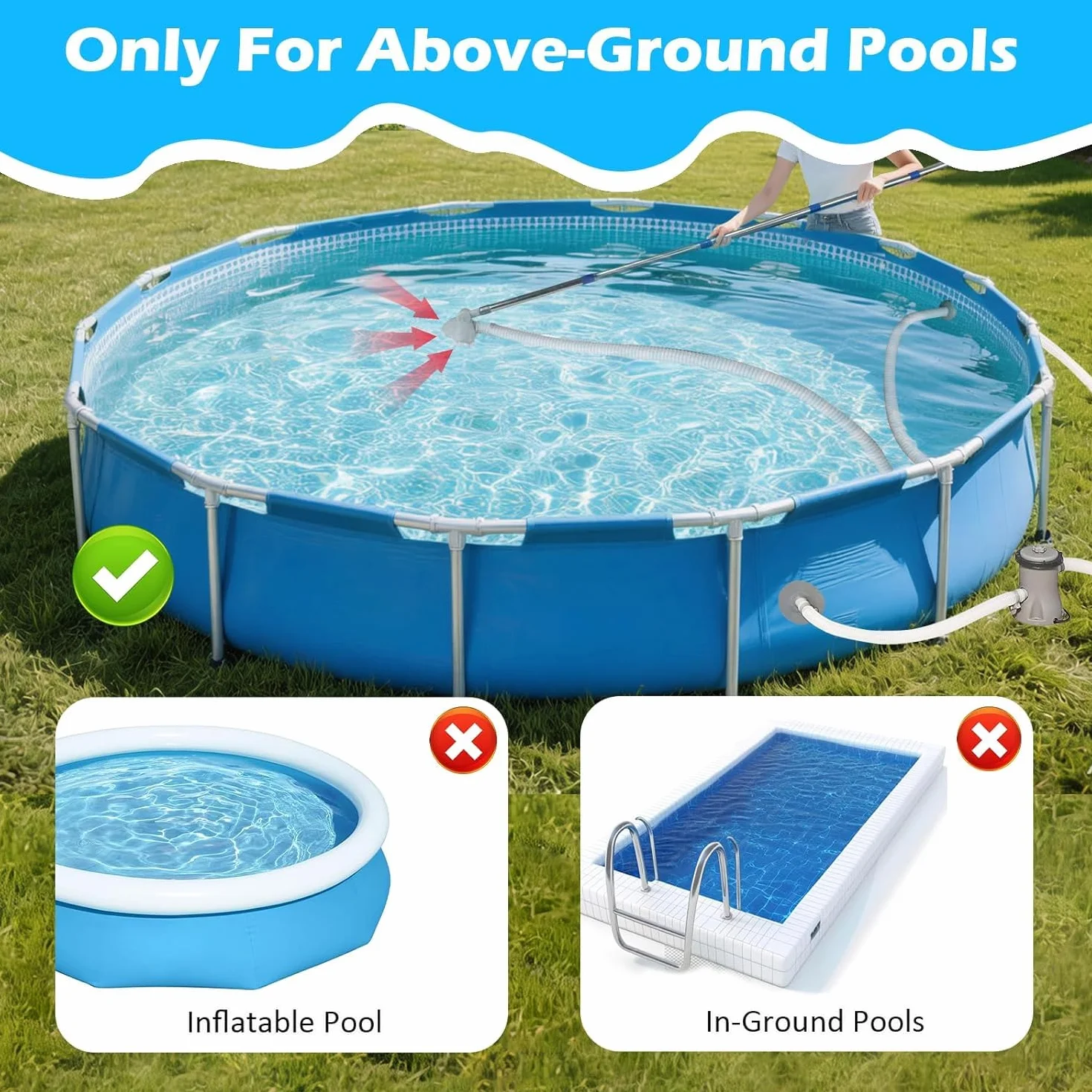 Ensemble d'aspirateur de piscine multifonctionnel, nettoyeur portatif pour bains à remous et spa