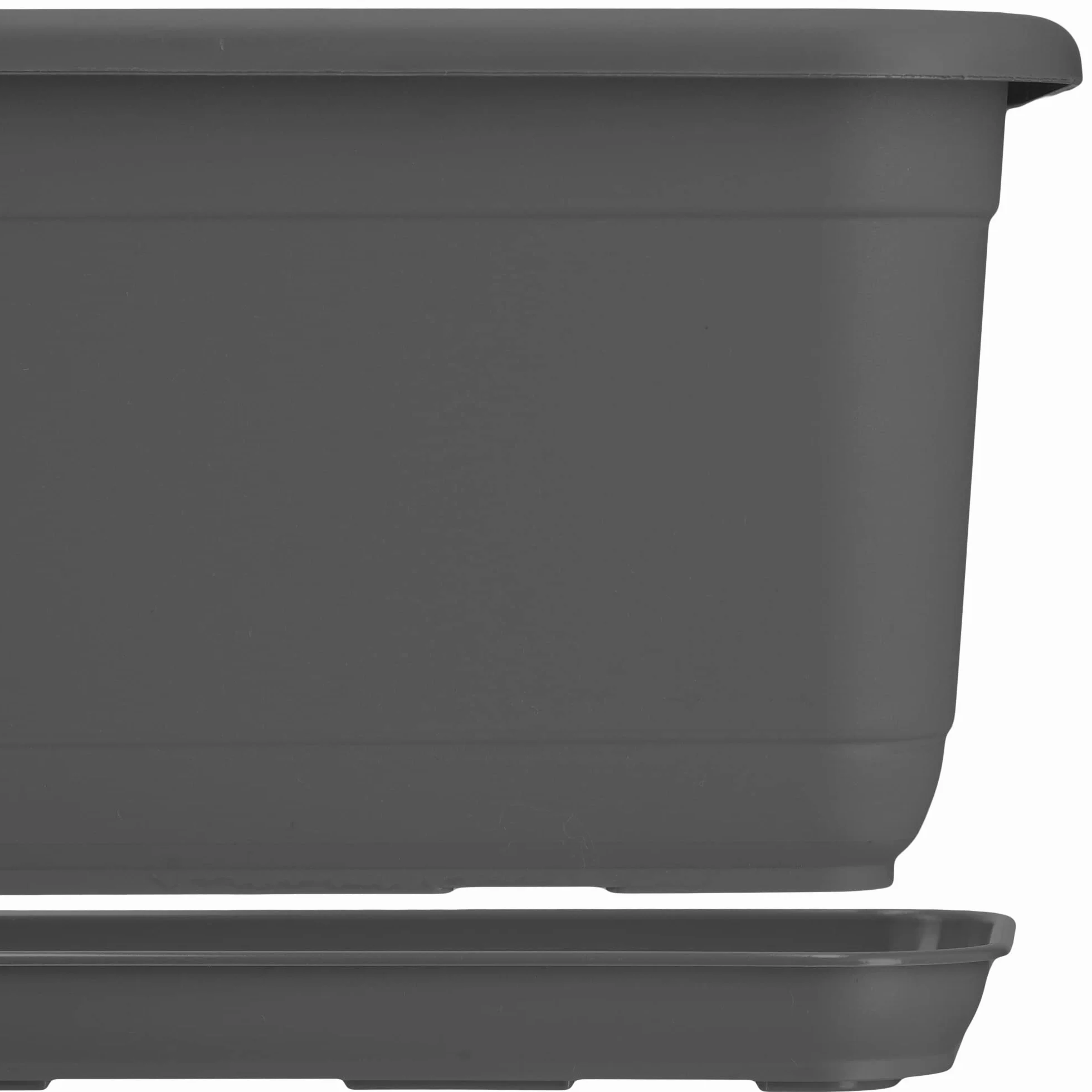 KADAX Jardinière de balcon 40 cm Anthracite avec soucoupe - Pot de fleurs plastique intérieur extérieur