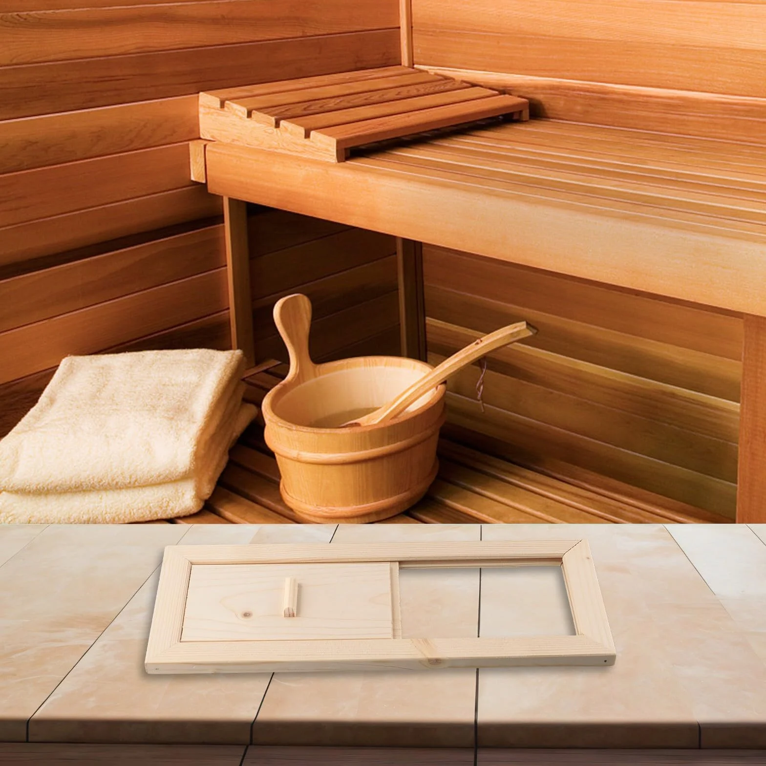Grille d'aération pour sauna, clapet de ventilation en bois, contrôle optimal du flux d'air