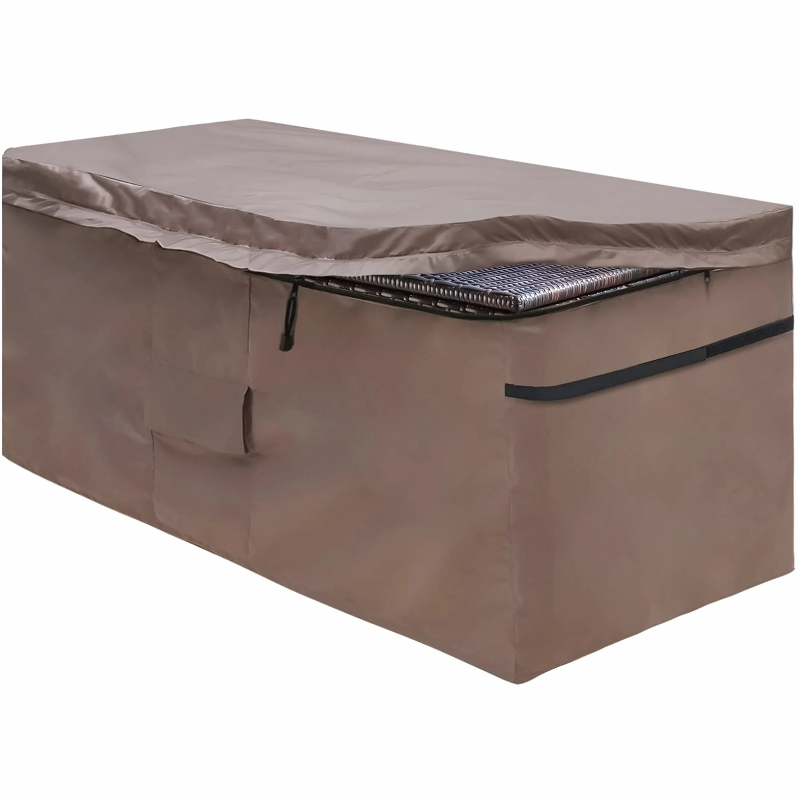 Housse de protection Oxford 420D imperméable marron 130x71x67 cm pour boîte de rangement extérieur