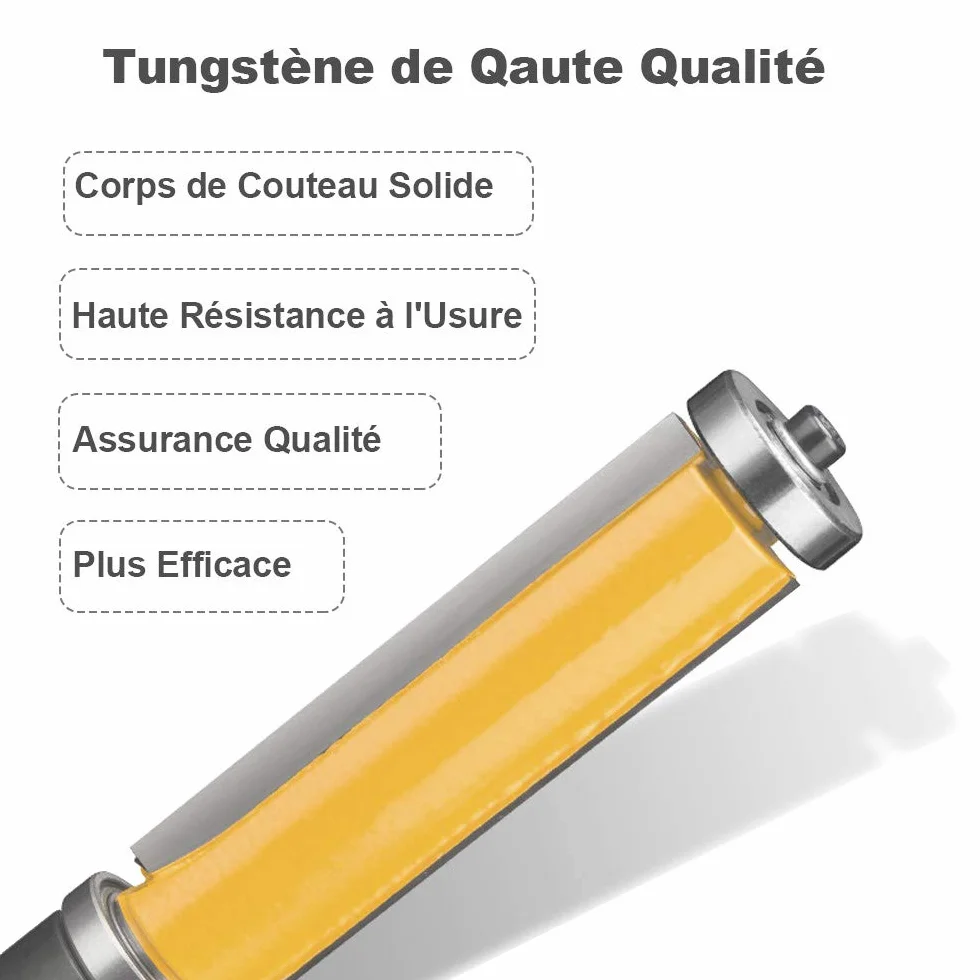 6.35mm Routeur de Garniture Affleurante Roulement Haut et Bas Routeur à Coupe Droite Flush Trim Pattern Router Pour le Travail du Bois 38mm Lame