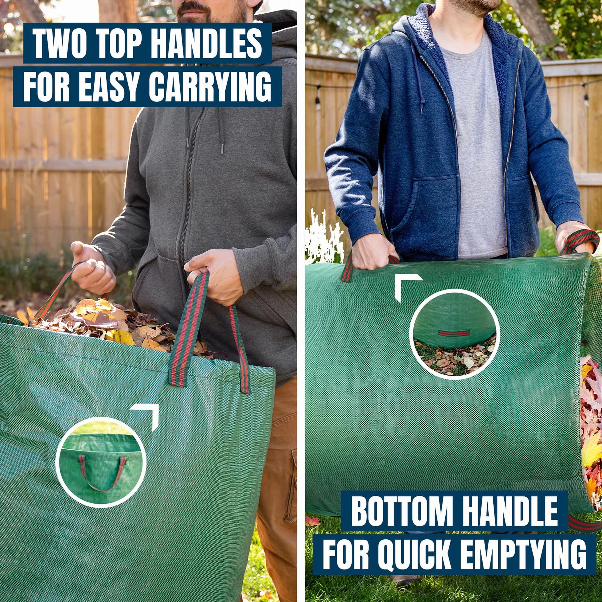 MEKKAPRO Sacs de jardin 272 L réutilisables Lot de 3 - Sac à déchets verts résistant