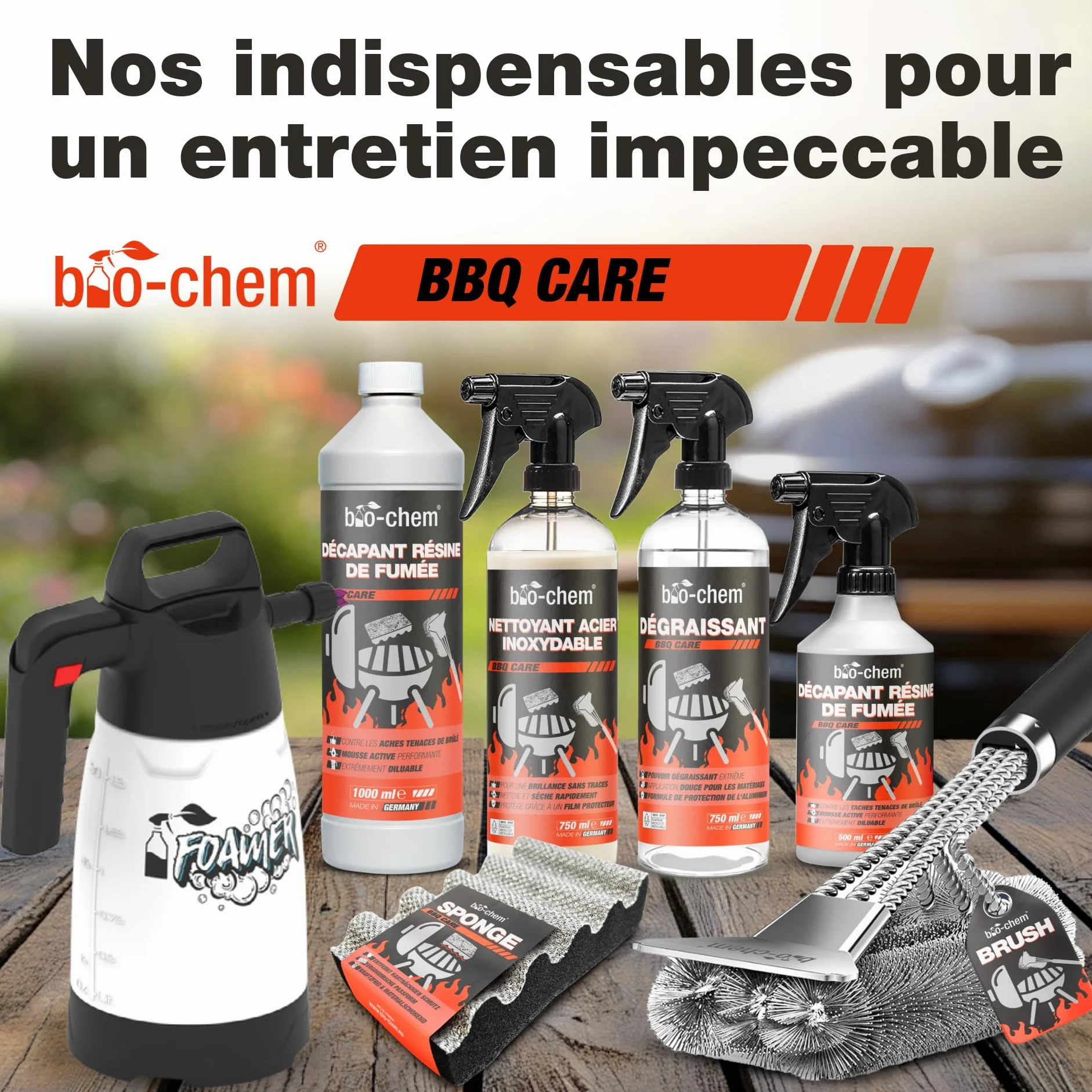 Bio-Chem Décapant résine de fumée 0,5L Nettoyant dégraissant 2 en 1 Vaporisateur pour Grill et Barbecue