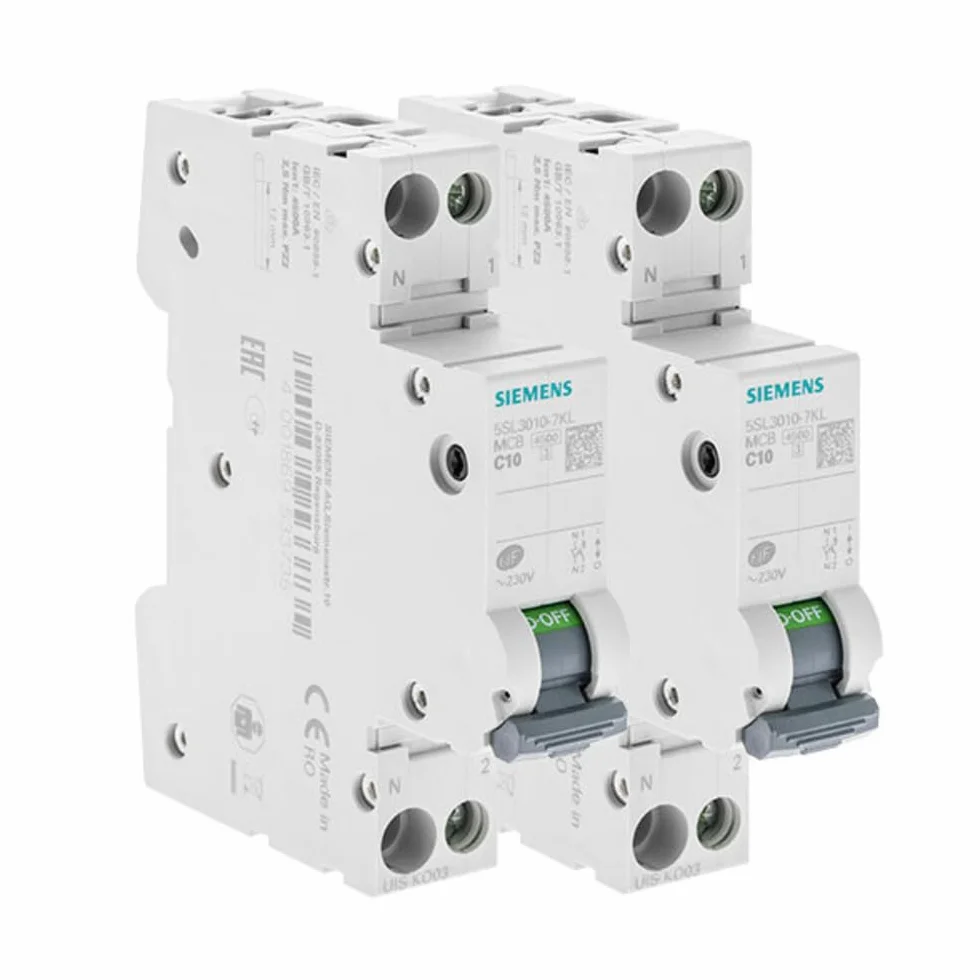 Lot de 2 Disjoncteurs électriques phase + neutre 10A