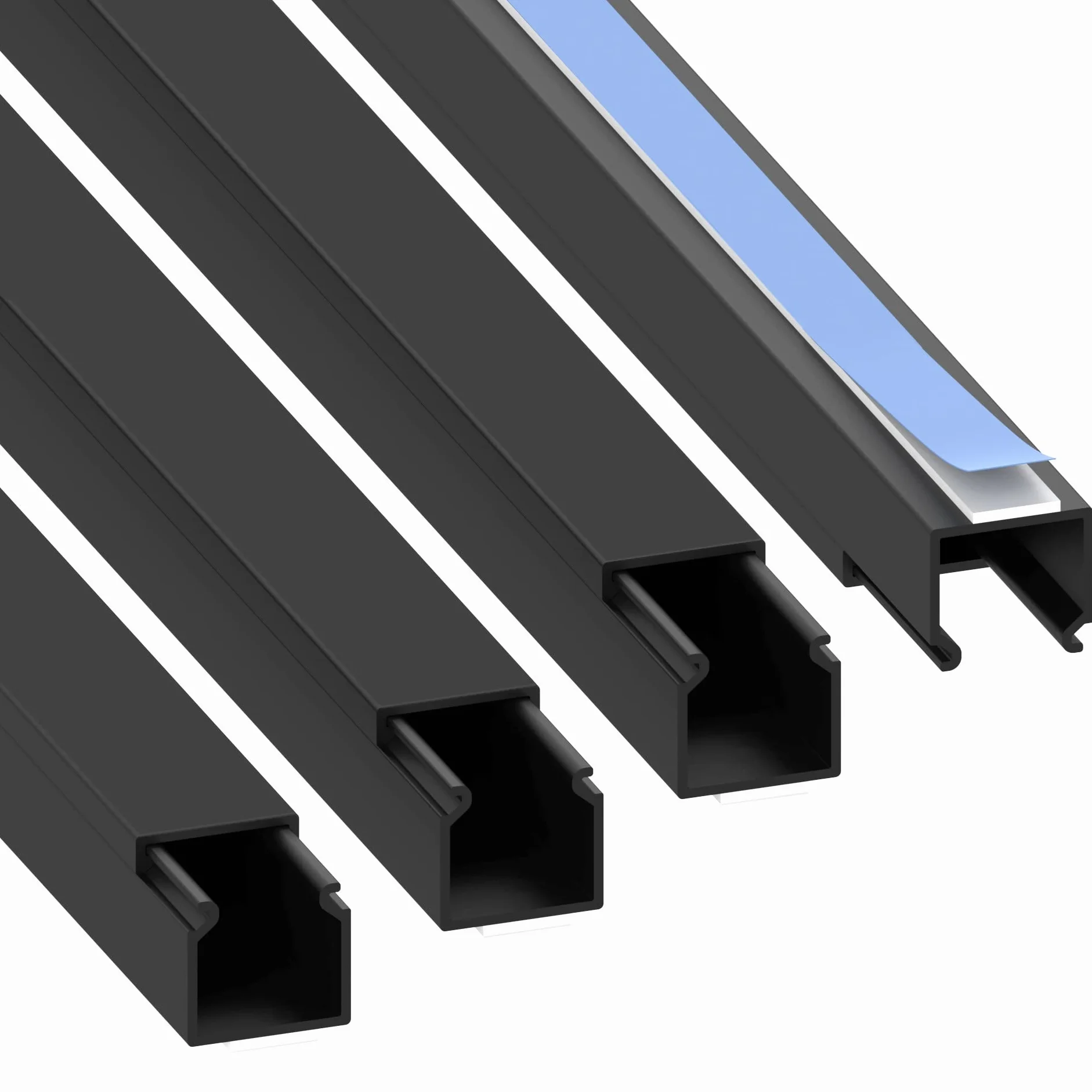 Cablecoach L1515SW4 - Goulotte autocollante - 15 x 15 mm - 4 m (1 m de Longueur x 4) - Noir