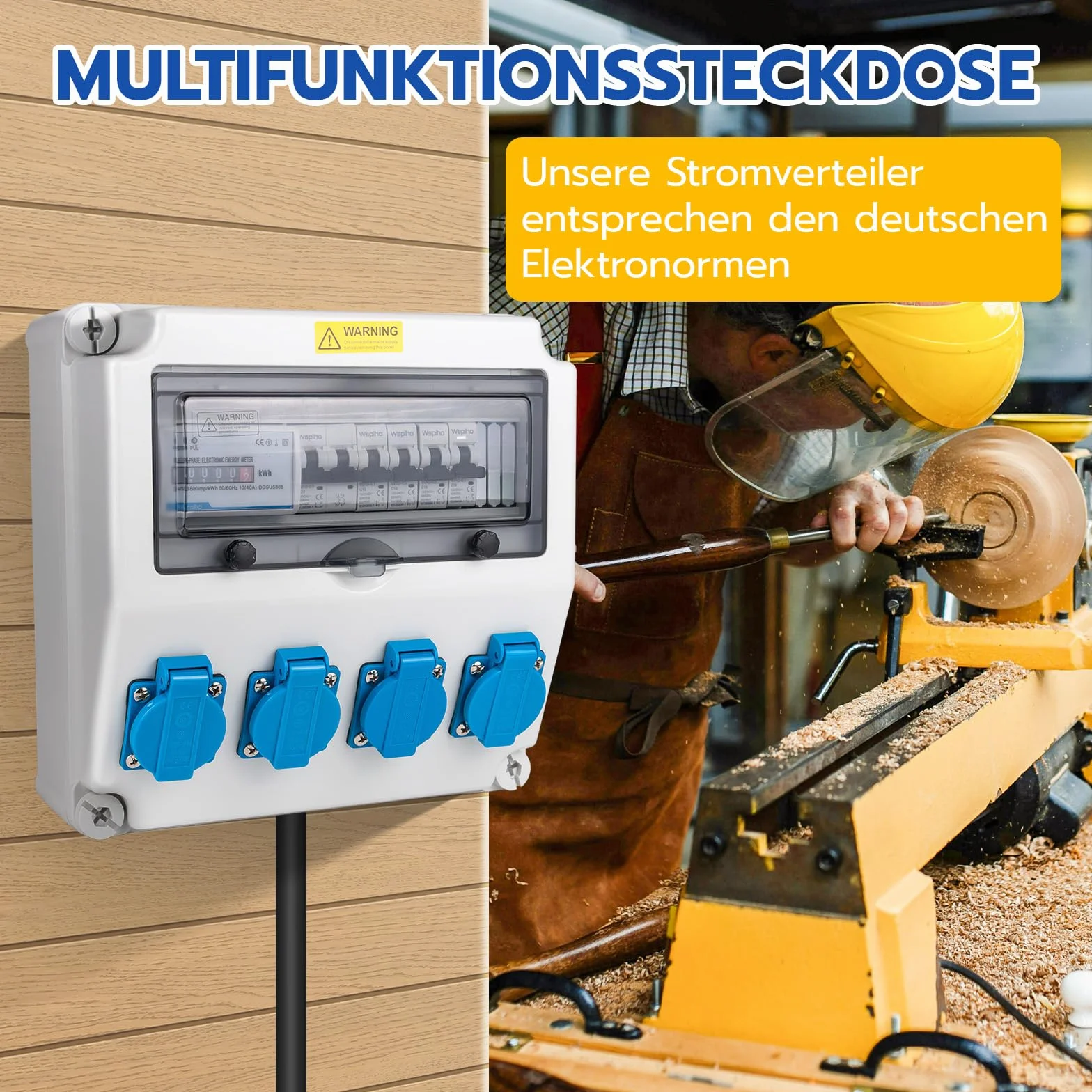 Distributeur de courant de construction 40 A 230 V avec compteur et prise CEE 16 A