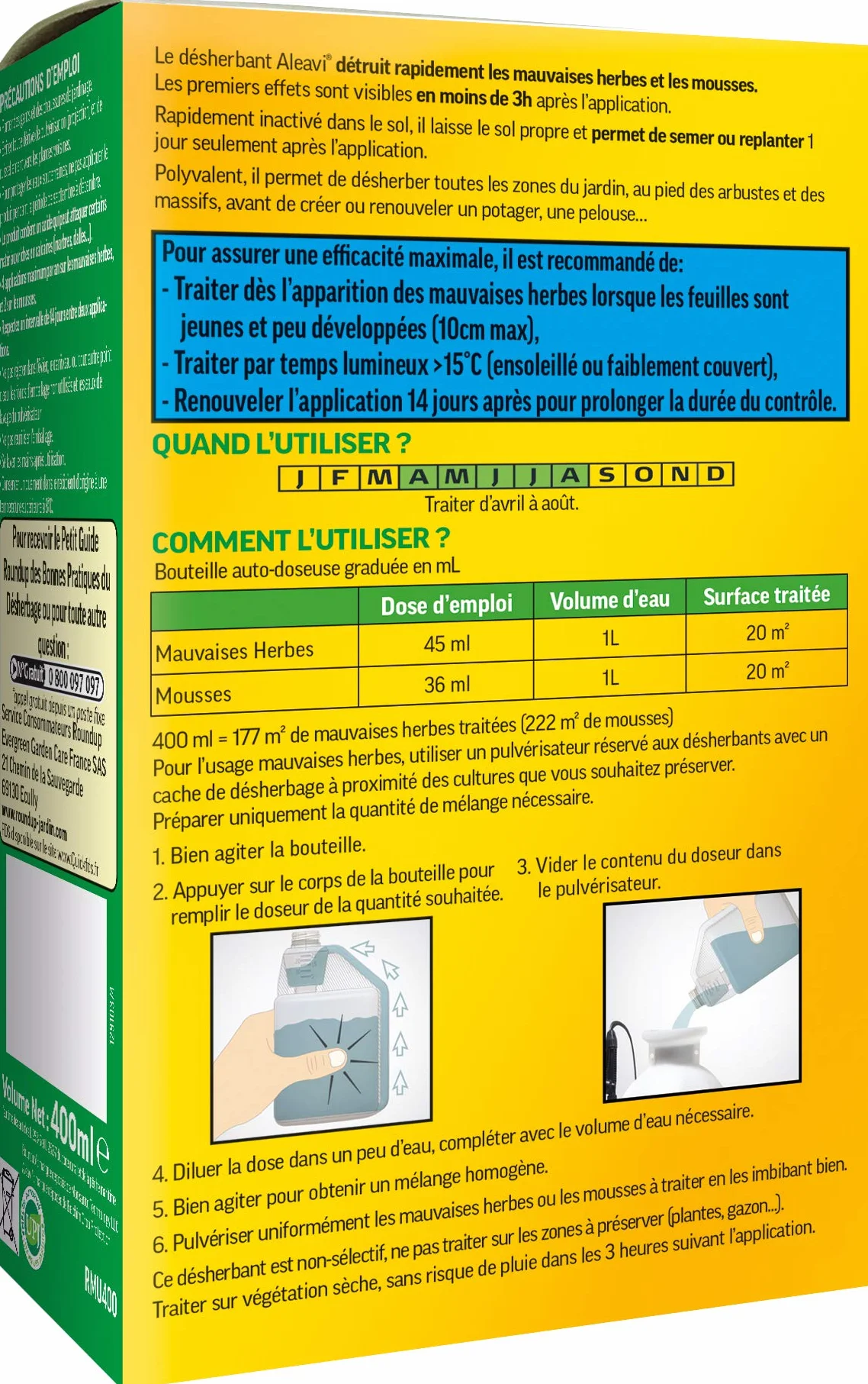 Roundup Désherbant Rapide Concentré 400 ML