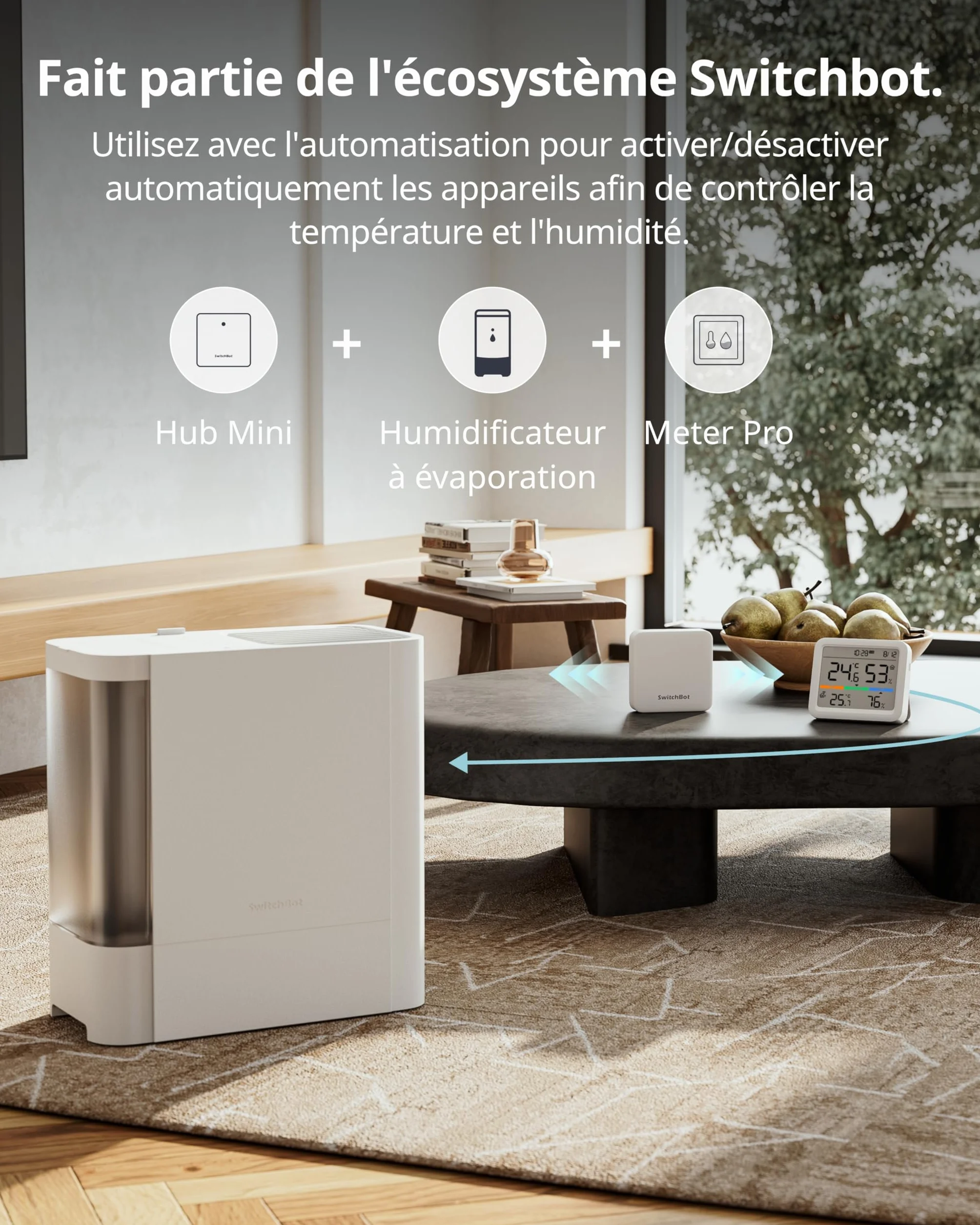 SwitchBot Station Météo sans Fil, Moniteur Température/Humidité avec Prévisions, Thermomètre Hygromètre Bluetooth 120M