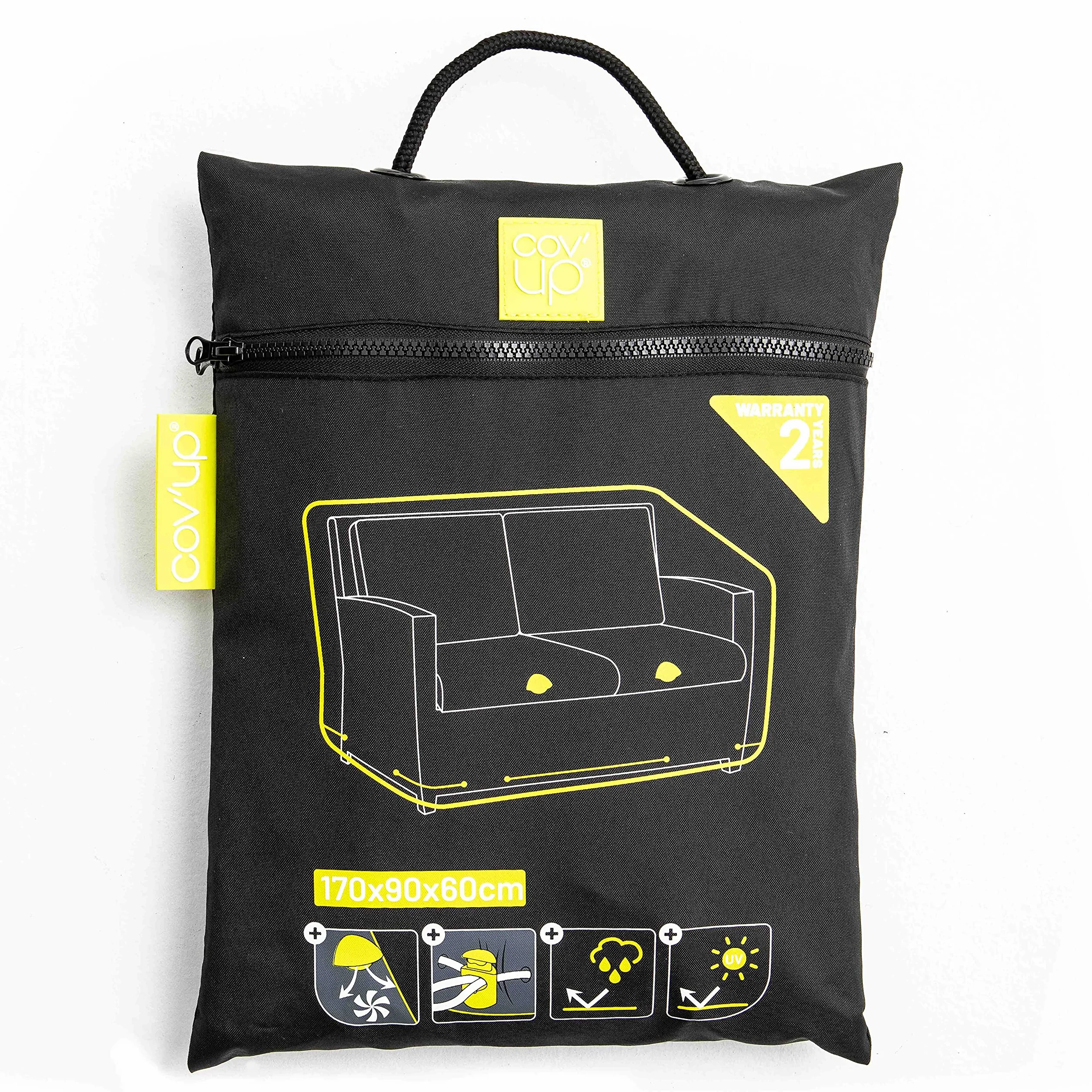 Cov'Up Housse de canapé extérieur 2 Personnes Polyester Noire