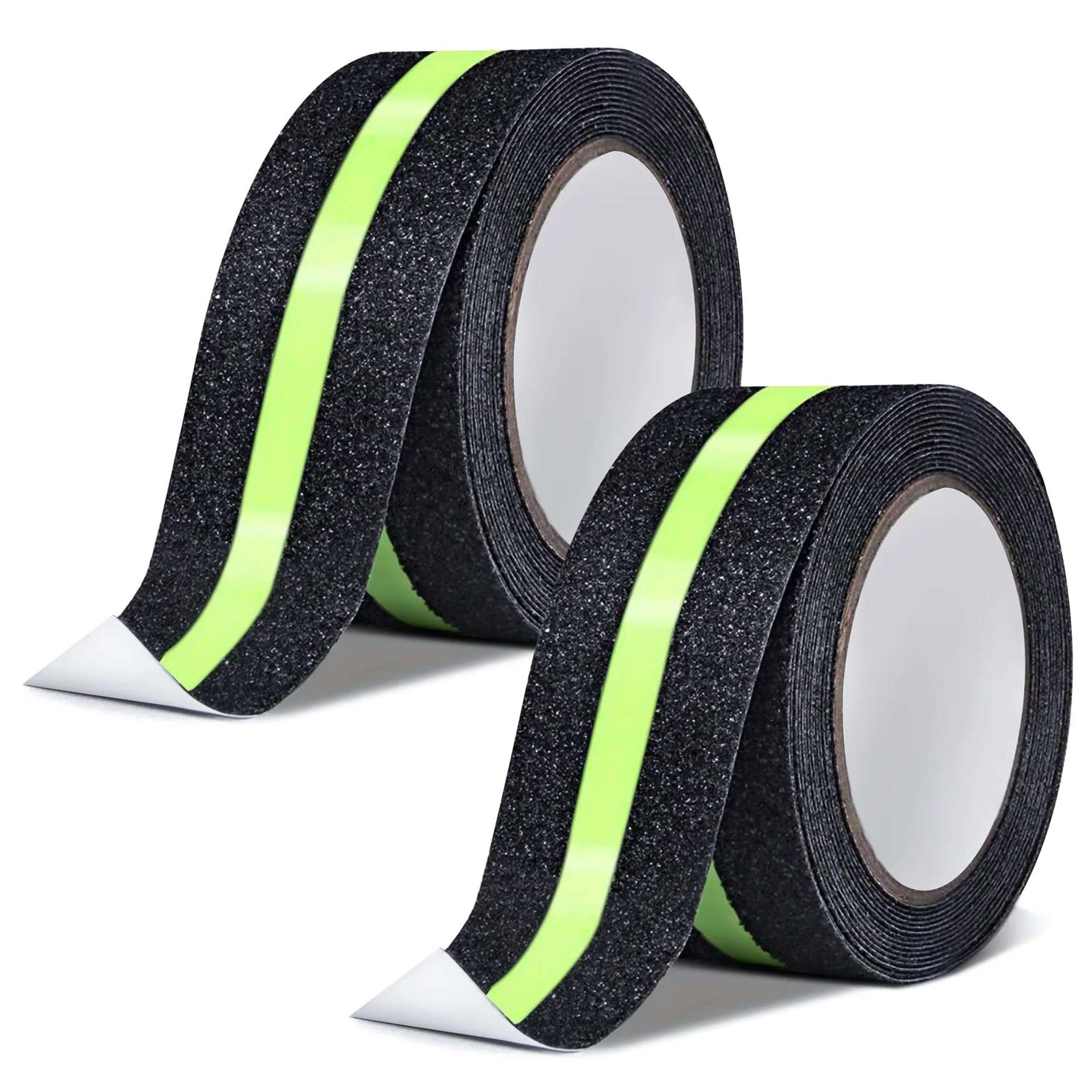 Ruban adhésif antidérapant avec Film Lumineux Brille dans Le Noir 2 Rolls Bande Antidérapante Adhésive Bande de Sécurité pour Escaliers échelles sols glissants Intérieur et Extérieur 5cm x 5m